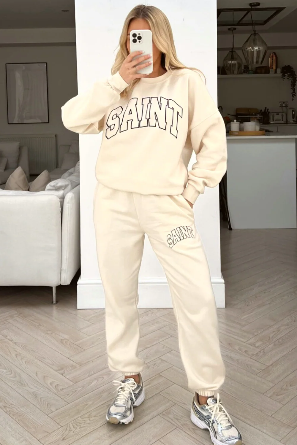 Saint ecru printed sweater loungewear set - Image 2