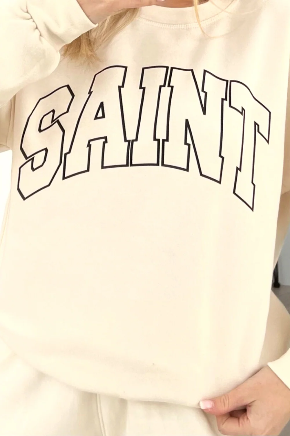 Saint ecru printed sweater loungewear set - Image 3
