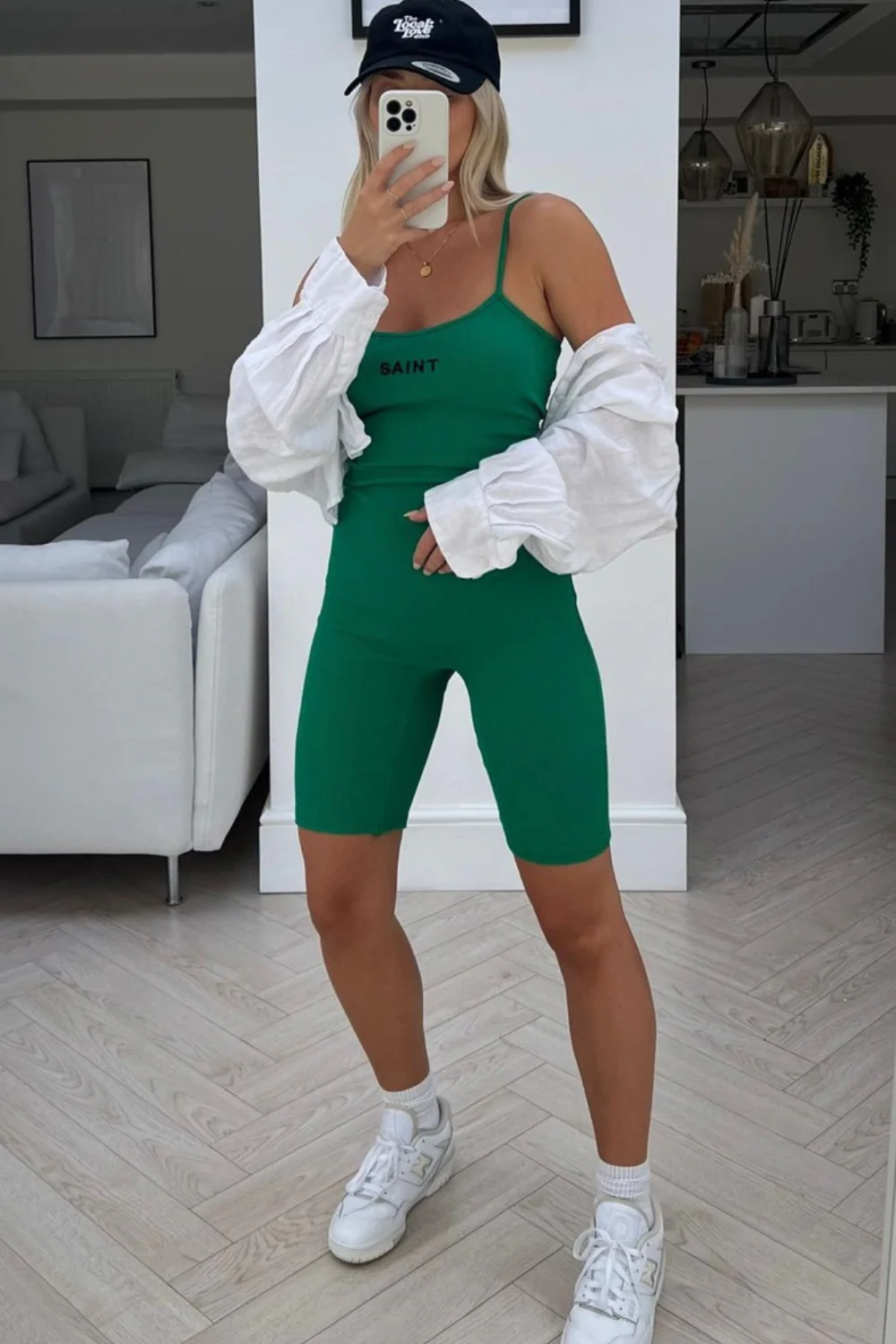 saint green ribbed strappy unitard - Image 2
