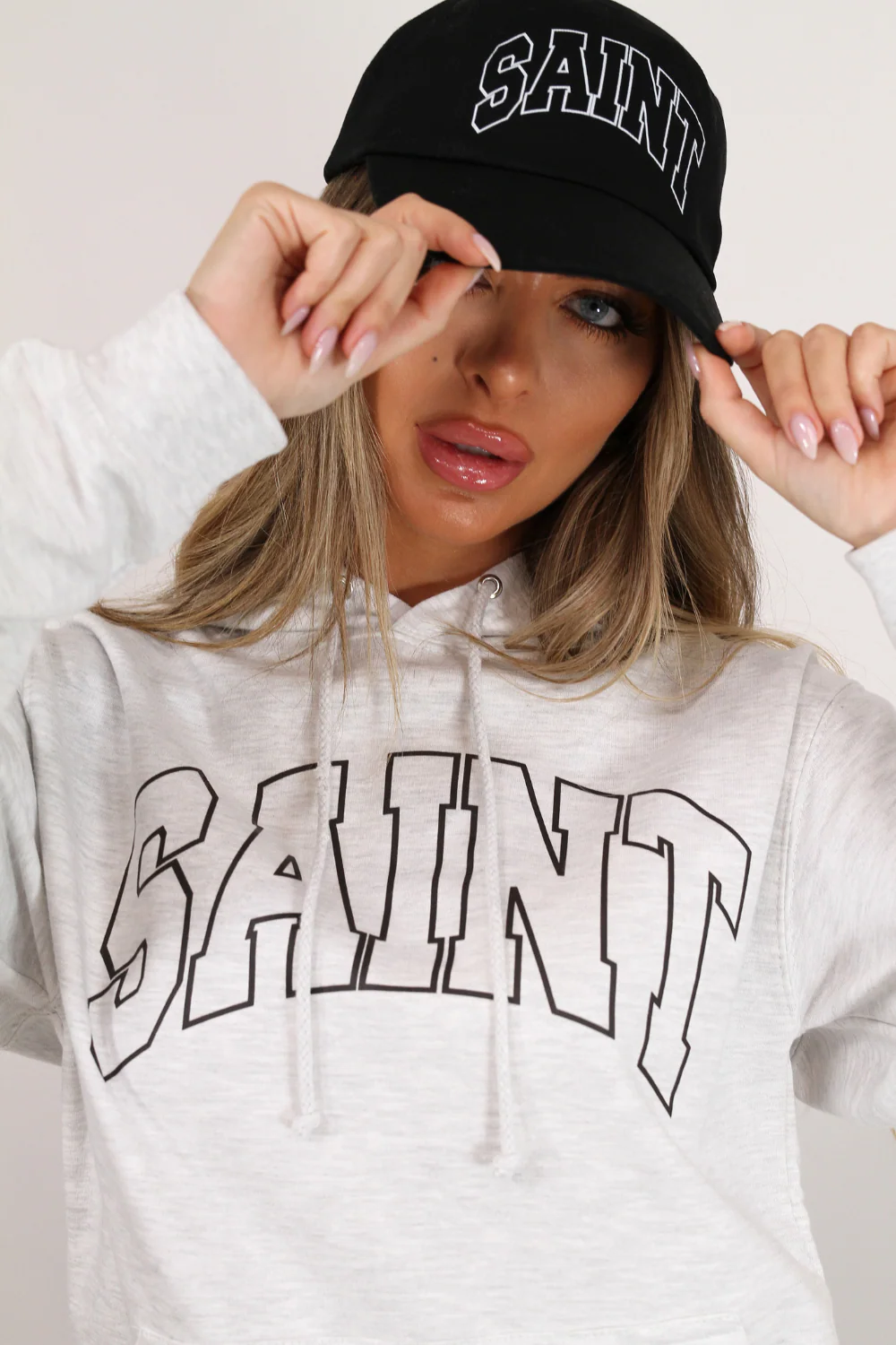 Saint grey & black printed Hoodie - Image 3
