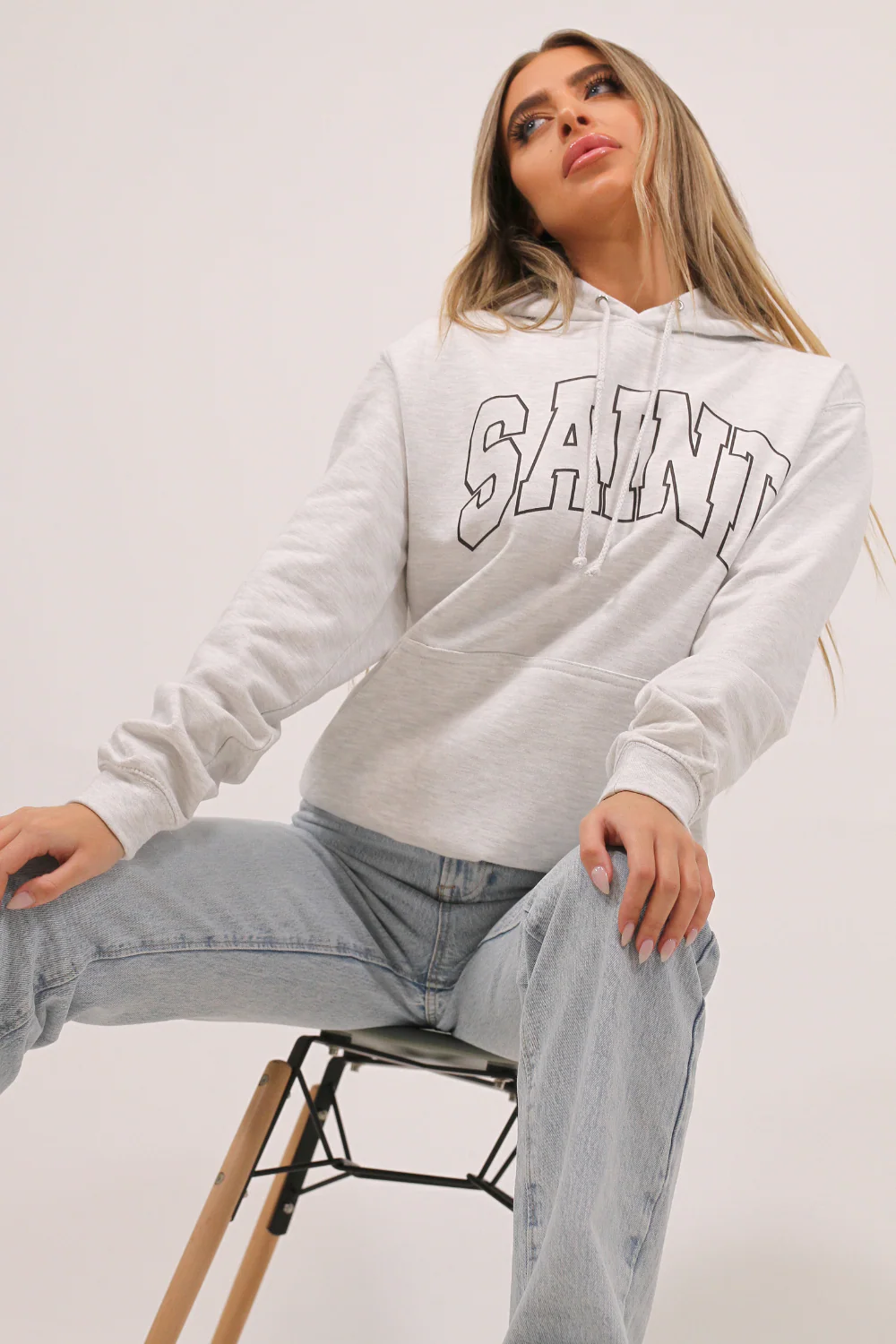 Saint grey & black printed Hoodie - Image 4
