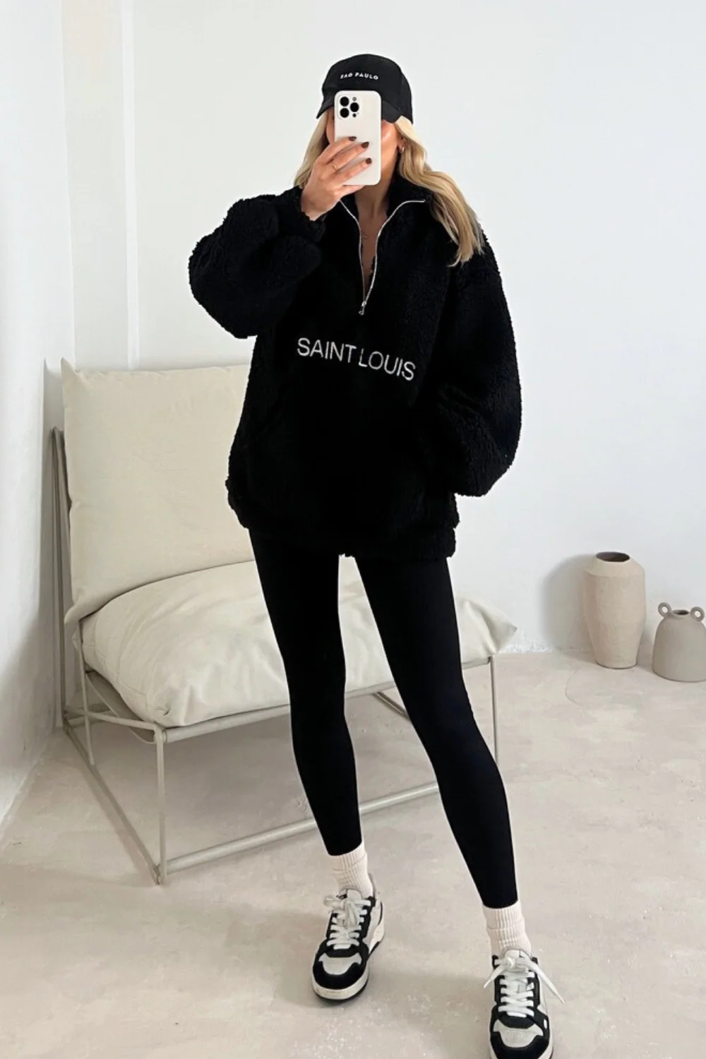 Saint Louis black embroidered 3/4 zip fleece - Image 4