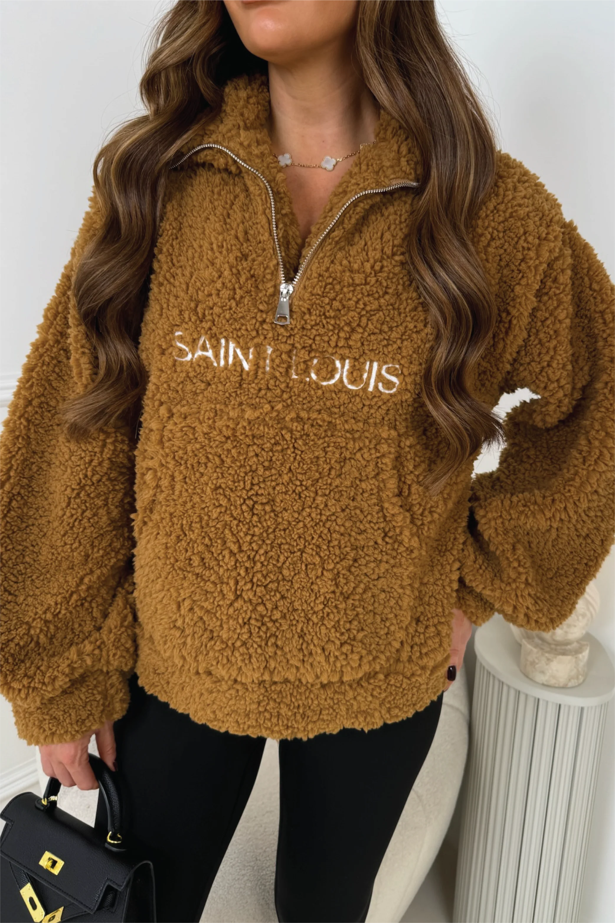 SAINT LOUIS CAMEL EMBROIDERED 3/4 ZIP FLEECE - Image 2