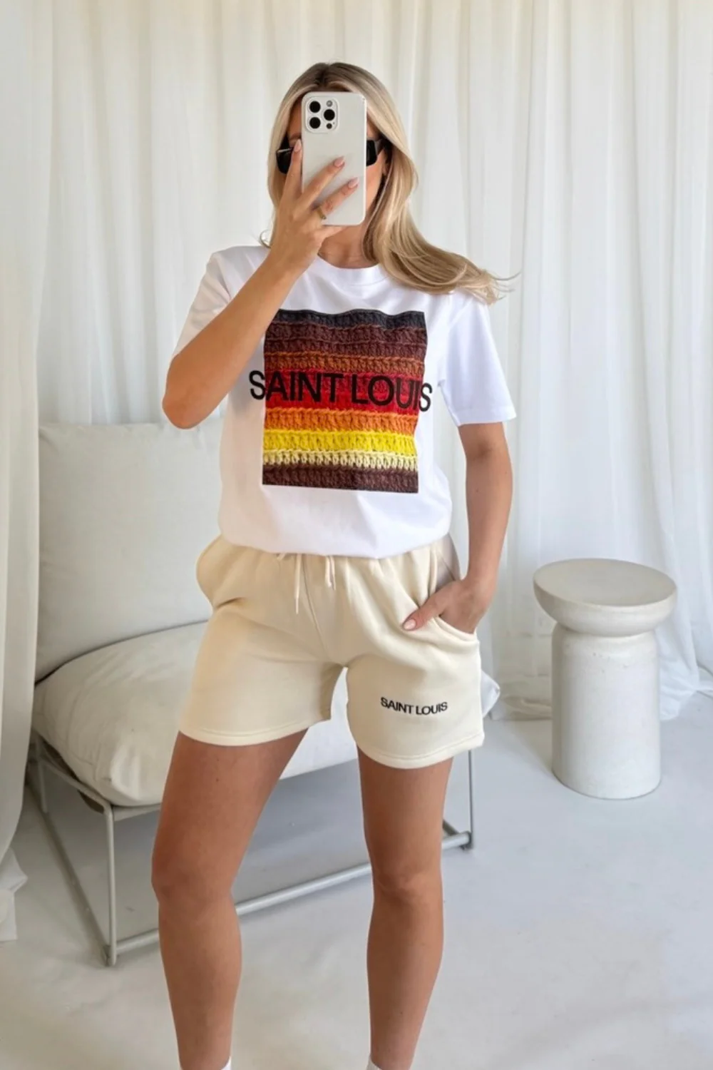 Saint louis chocolate embroidered premium short tee coord - Image 3