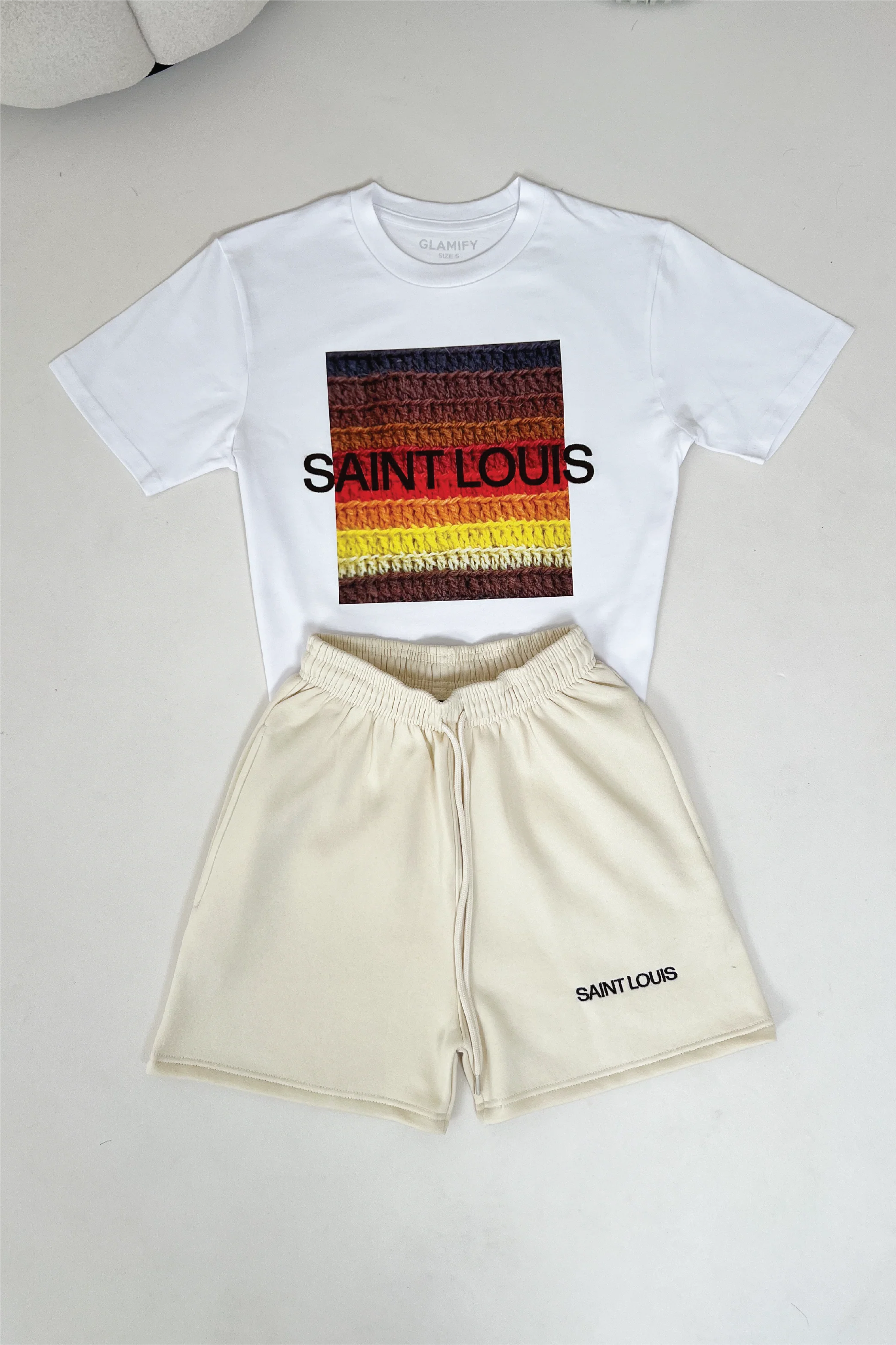 Saint louis chocolate embroidered premium short tee coord - Image 5