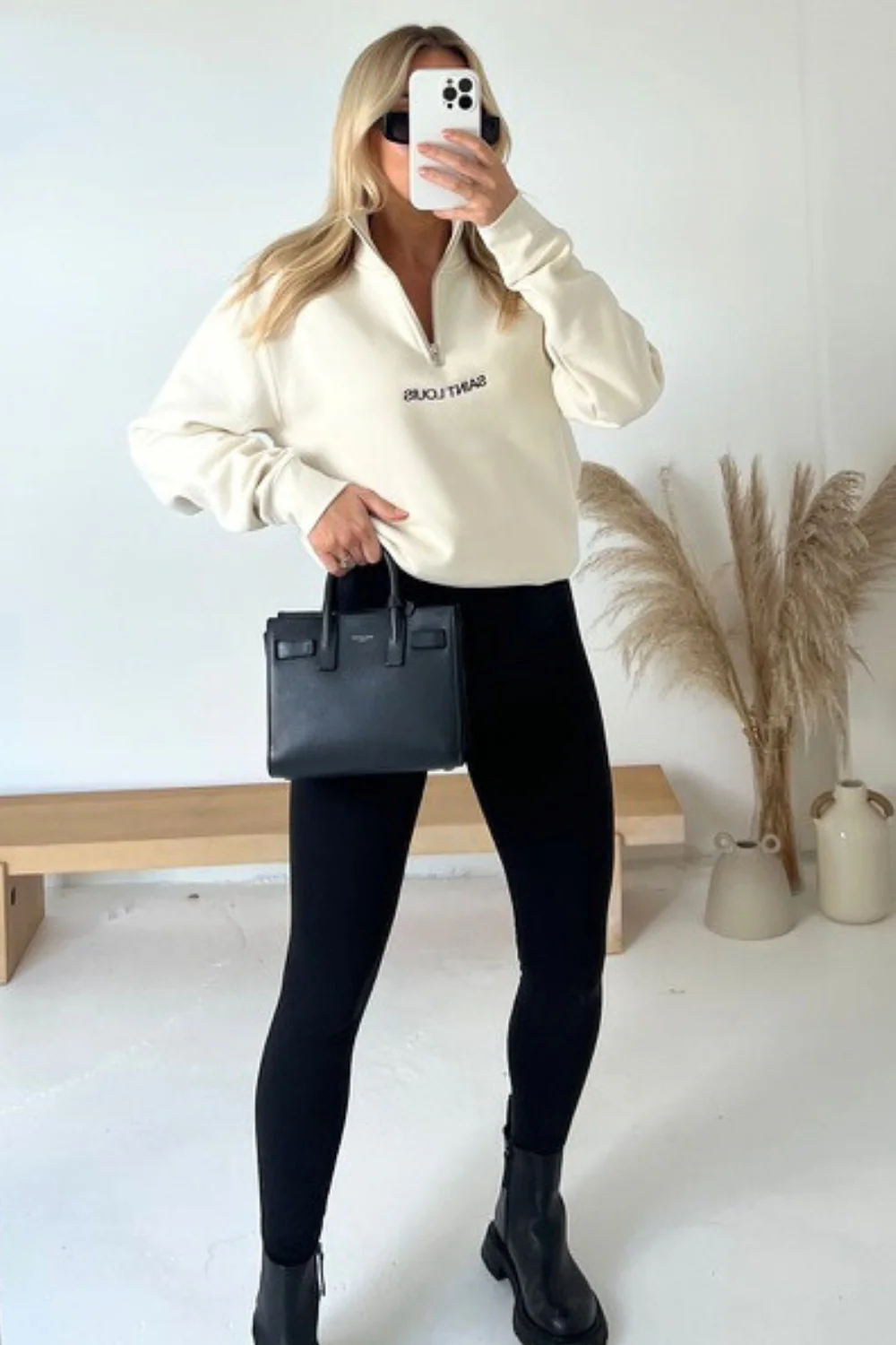 Saint Louis ecru 3/4 zip sweater - Image 2