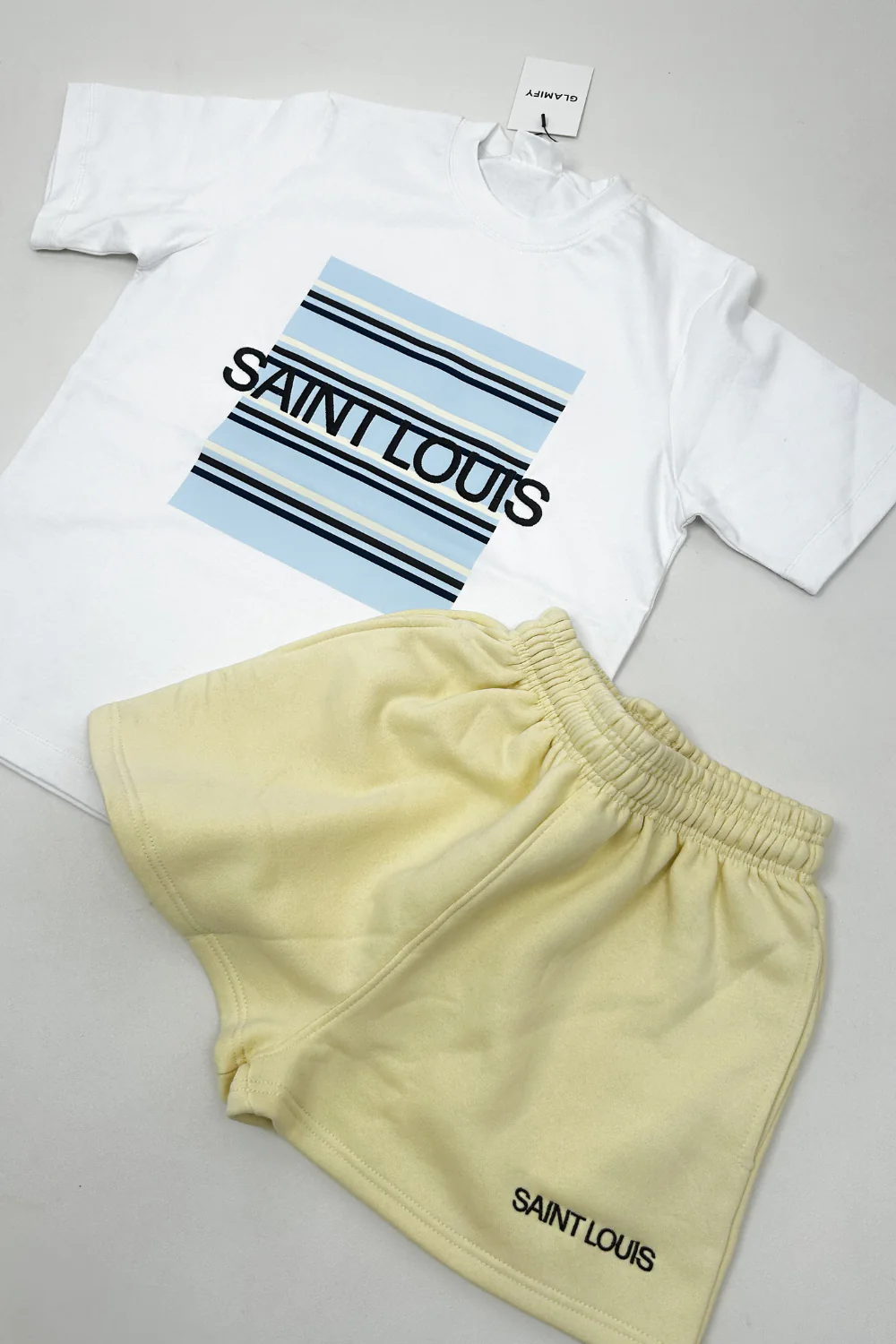 SAINT LOUIS  LEMON & CHOCOLATE EMBROIDERED PREMIUM TEE & SHORTS SET - Image 2