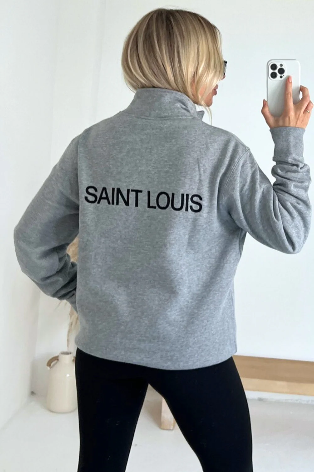 Saint Louis melange grey 3/4 zip sweater - Image 2