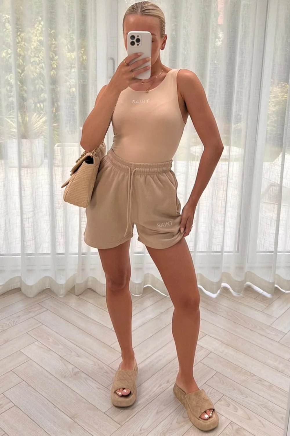Saint love stone embroidered bodysuit short coord - Image 2