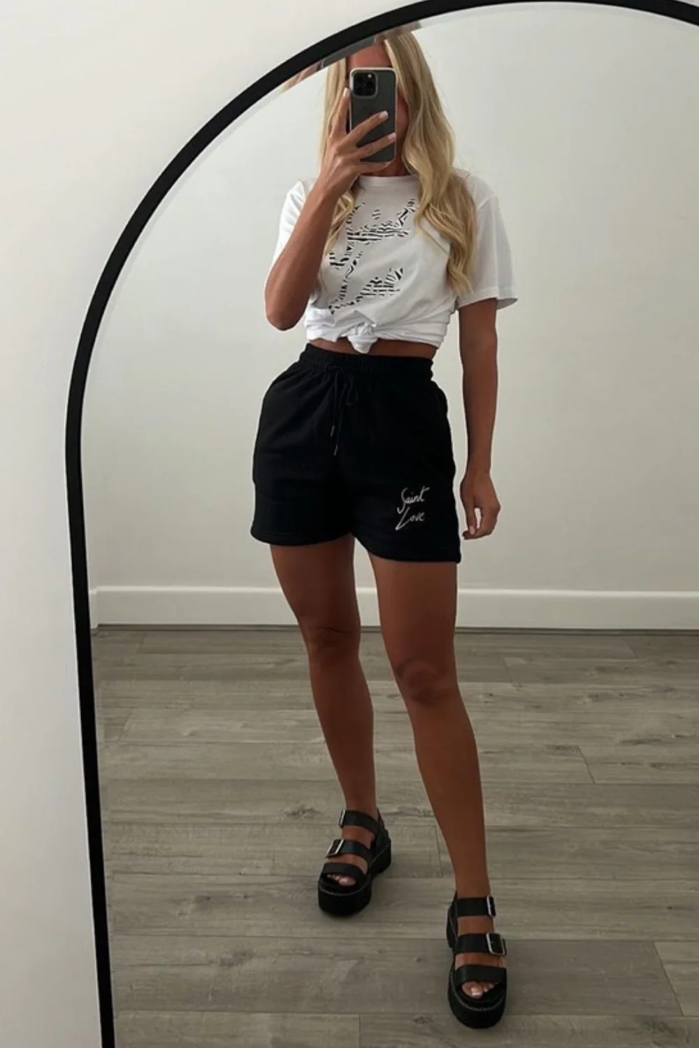 saint love zebra print white & black Tee Short Co ord - Image 2