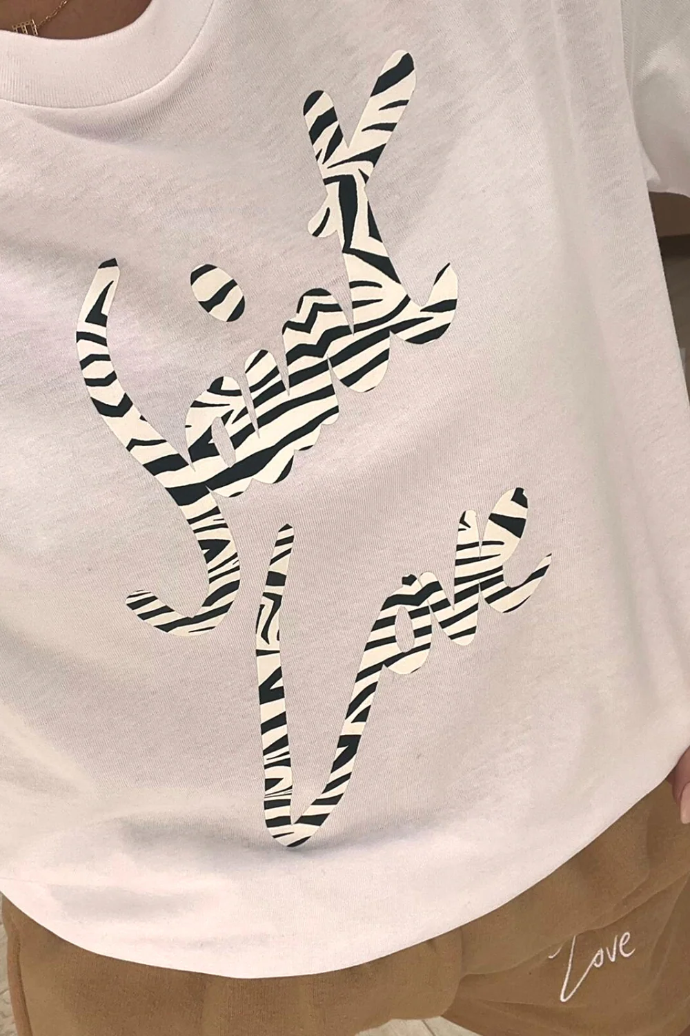 Saint love zebra & tan printed short tee co-ord - Image 2