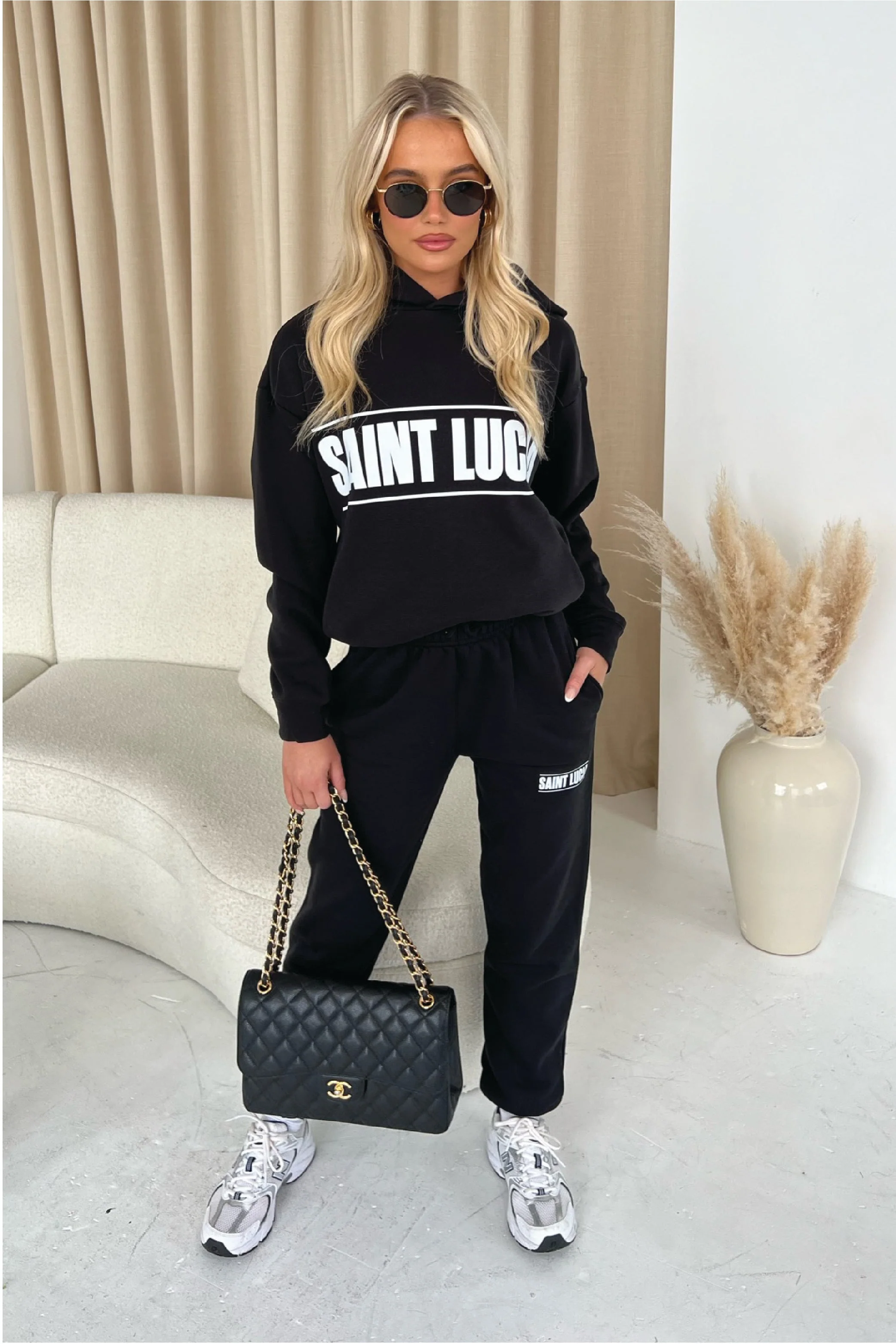 Saint Lucia black hoodie and joggers premium loungewear