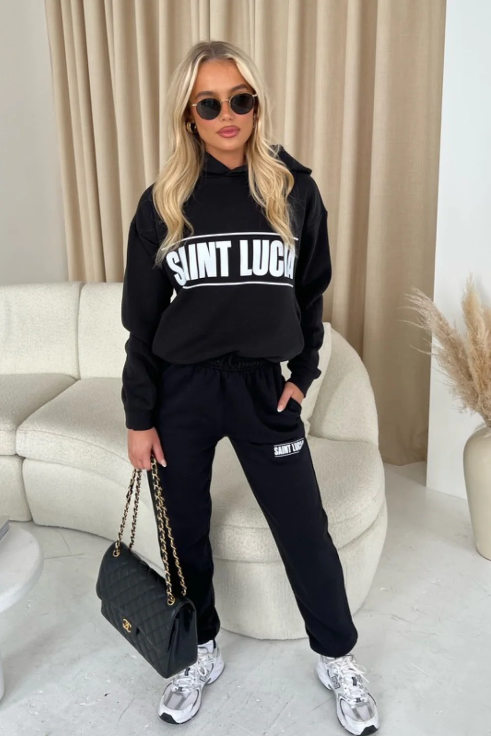 Saint Lucia black hoodie and joggers premium loungewear - Image 2