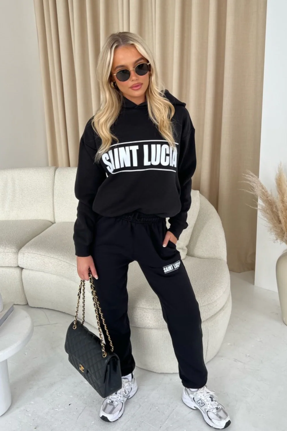 Saint Lucia black hoodie and joggers premium loungewear - Image 3