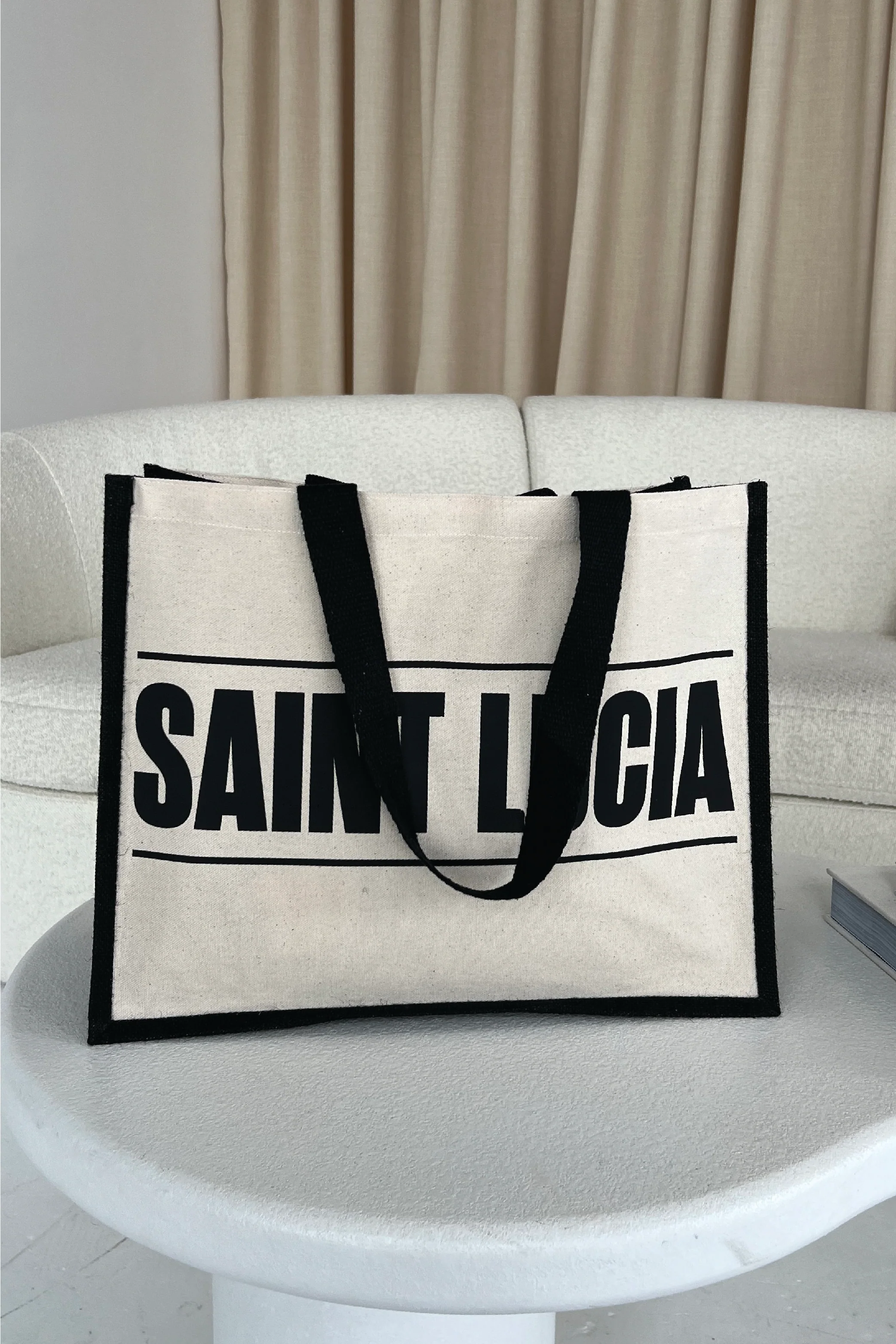 Saint Lucia Black Printed Large Tote - Image 2