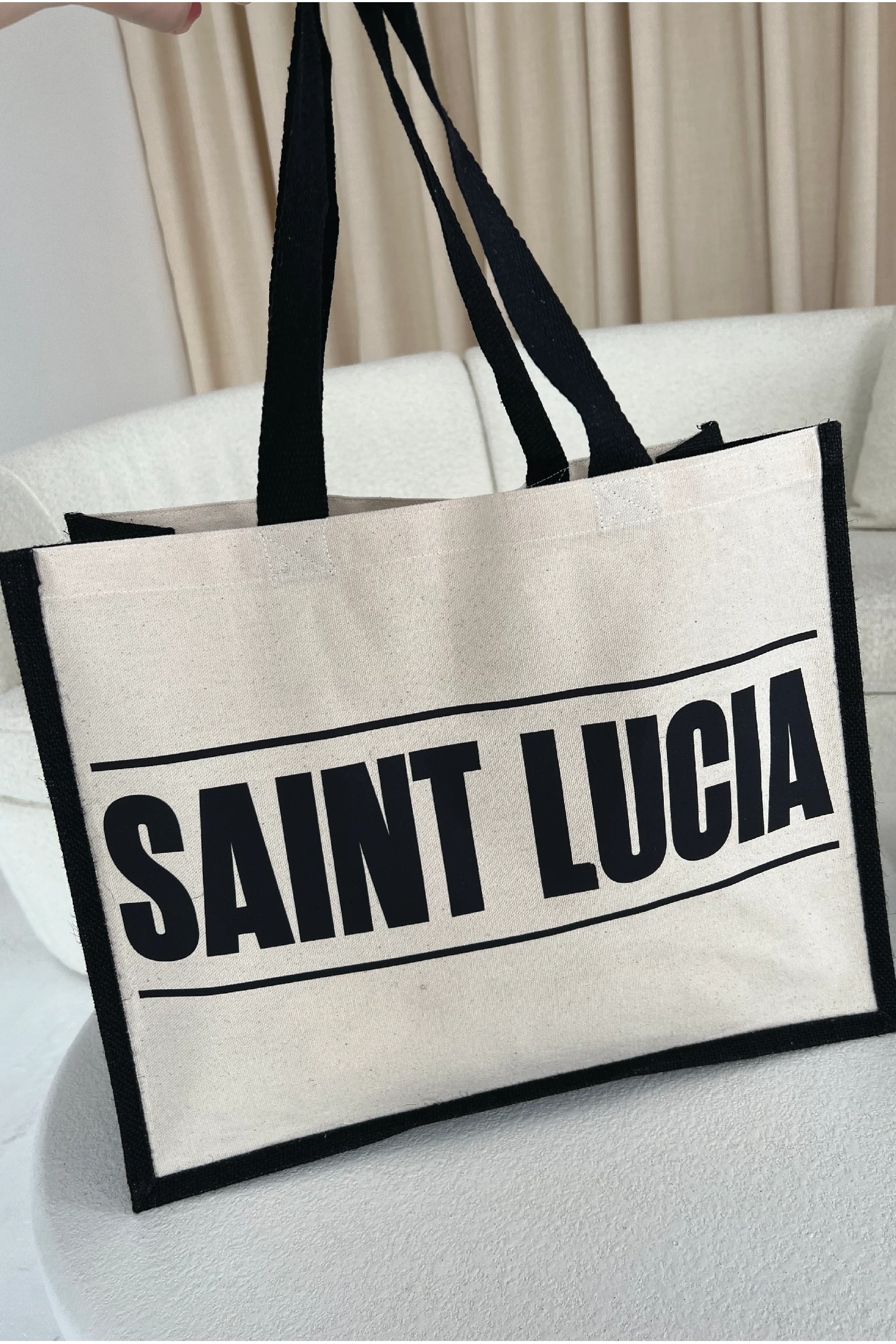 Saint Lucia Black Printed Large Tote - Image 3