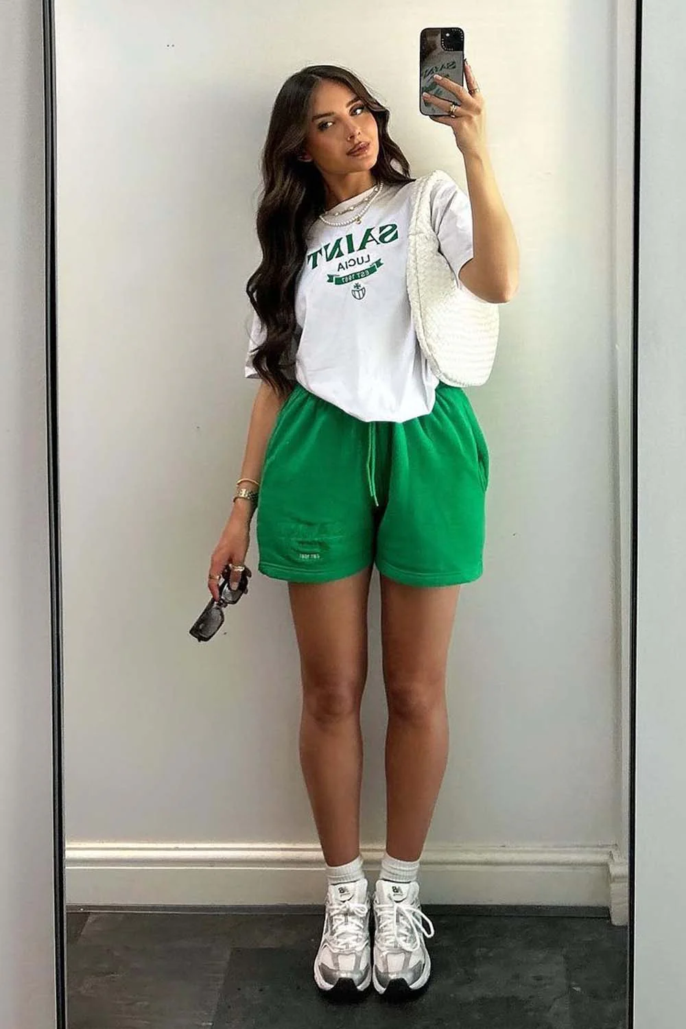 Saint Lucia green embroidered tee short co ord - Image 2