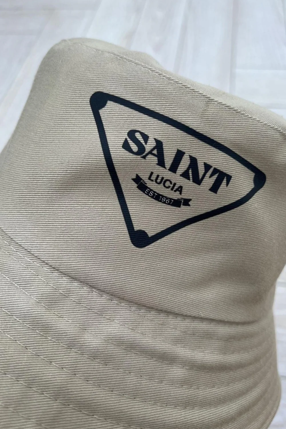 Saint Lucia Printed Beige & black Bucket Hat - Image 3