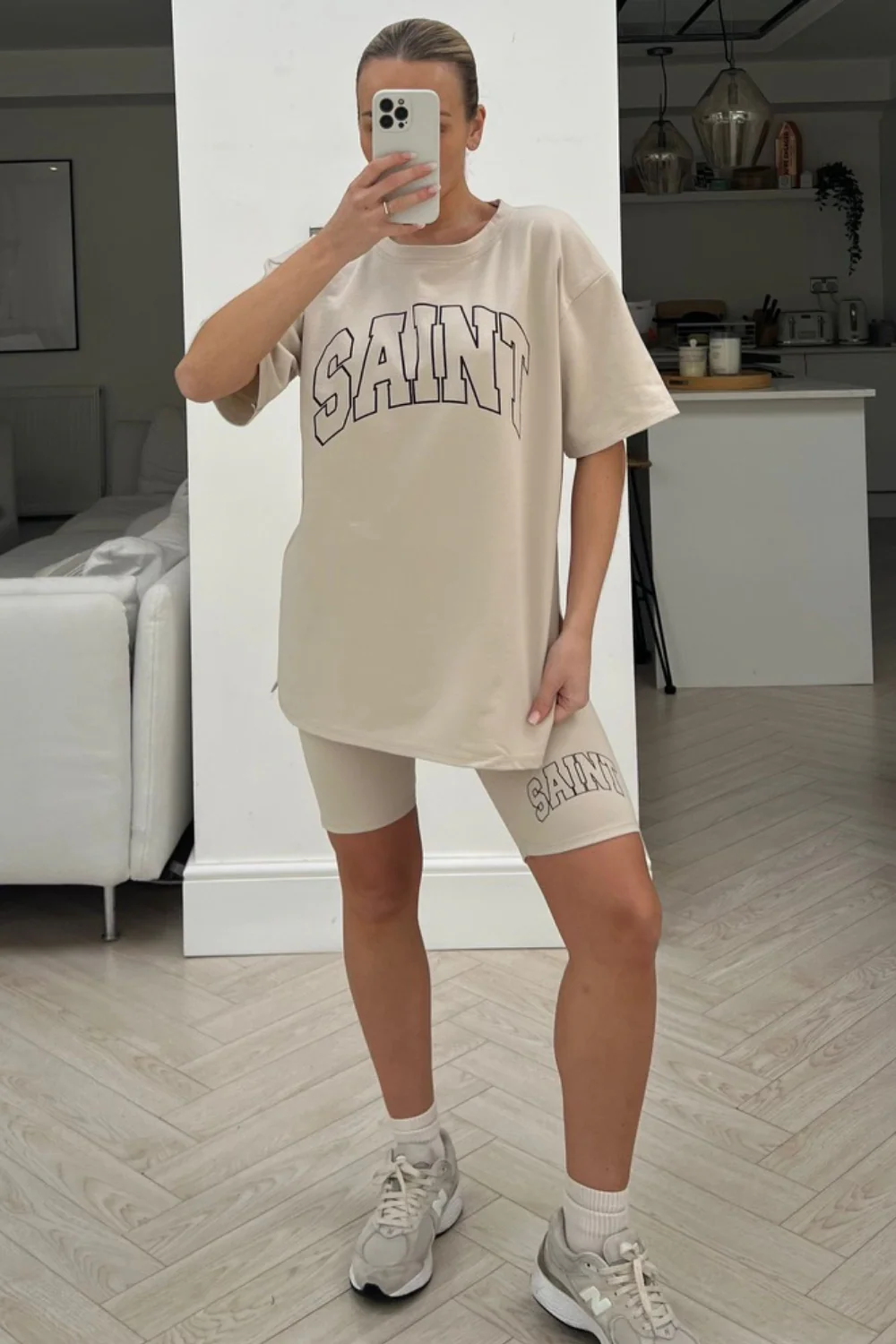 Saint stone printed cycling short co-ord - Image 2