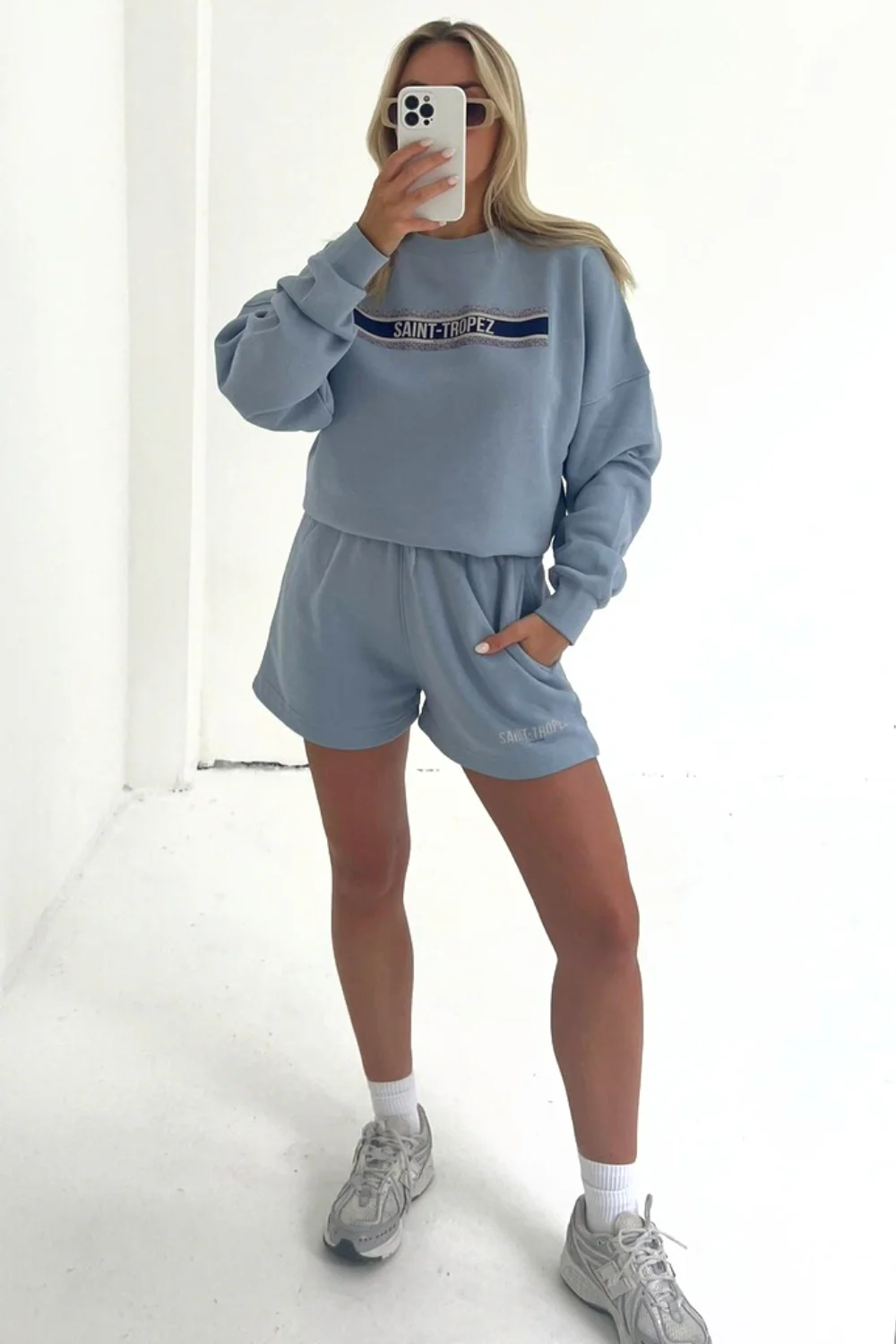 saint tropez baby blue printed sweater loungewear set - Image 2