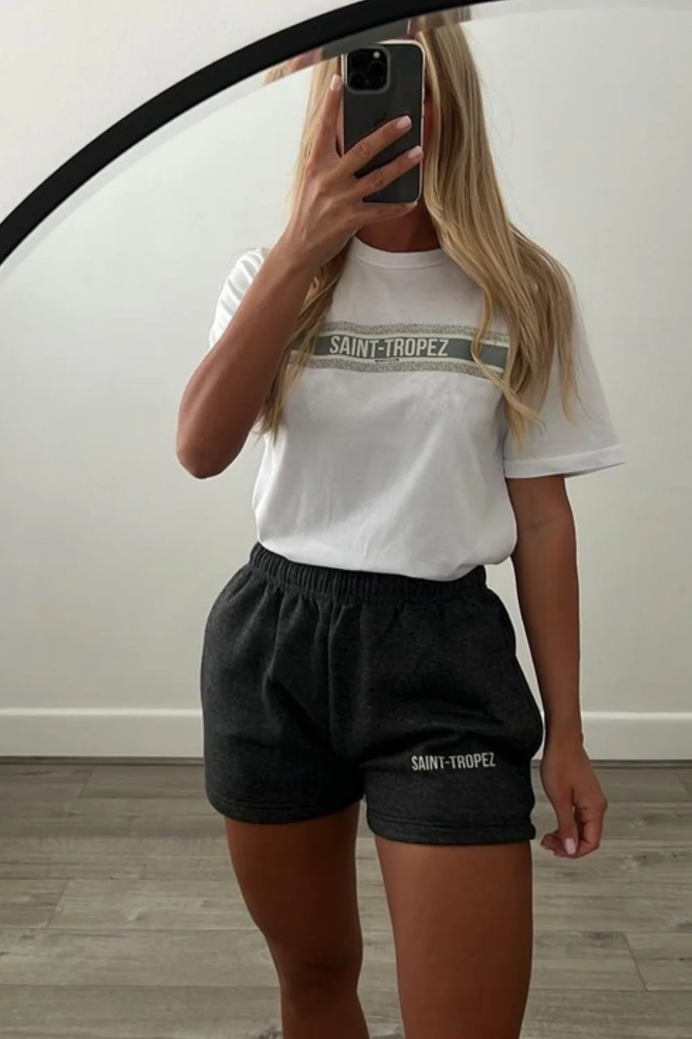 Saint-Tropez grey Print Tee Short Co ord