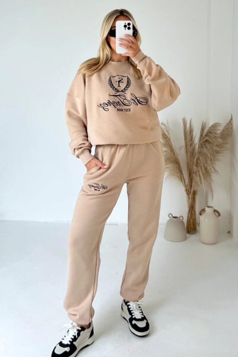 Saint Tropez stone embroidered sweater jogger premium loungewear set - Image 3