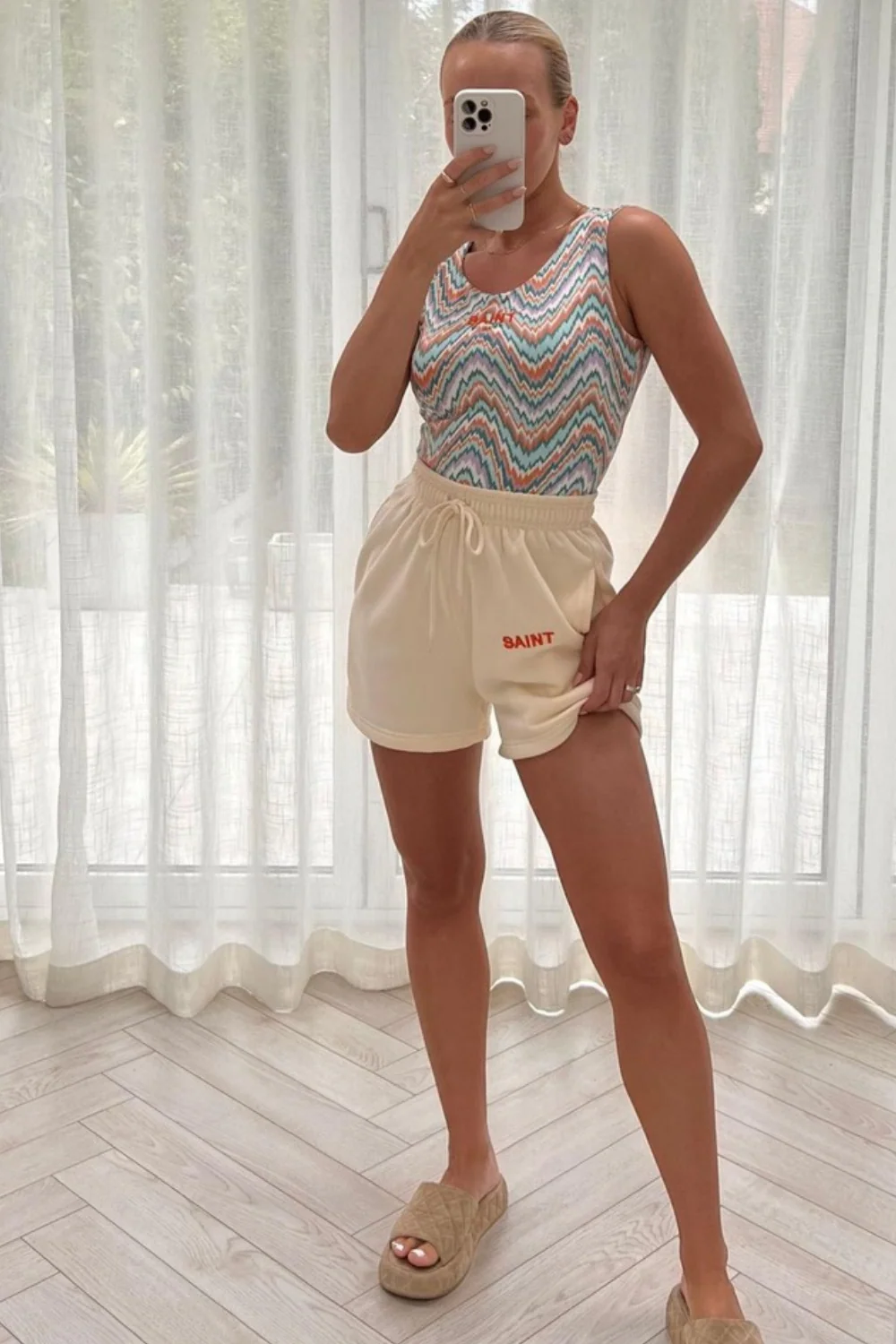 Saint zigzag embroidered bodysuit short coord - Image 2