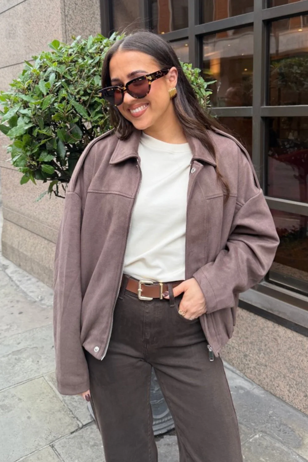 Sally Chocolate faux suede jacket - Image 3