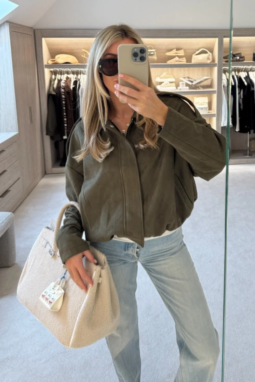 Sally Khaki faux suede jacket - Image 2