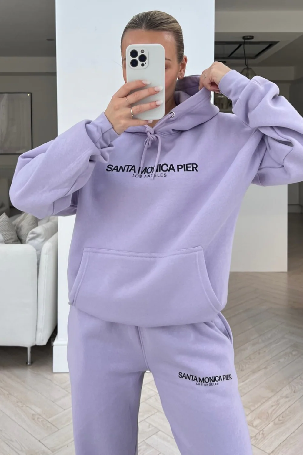 Santa Moncia lilac printed hooded loungewear set - Image 2