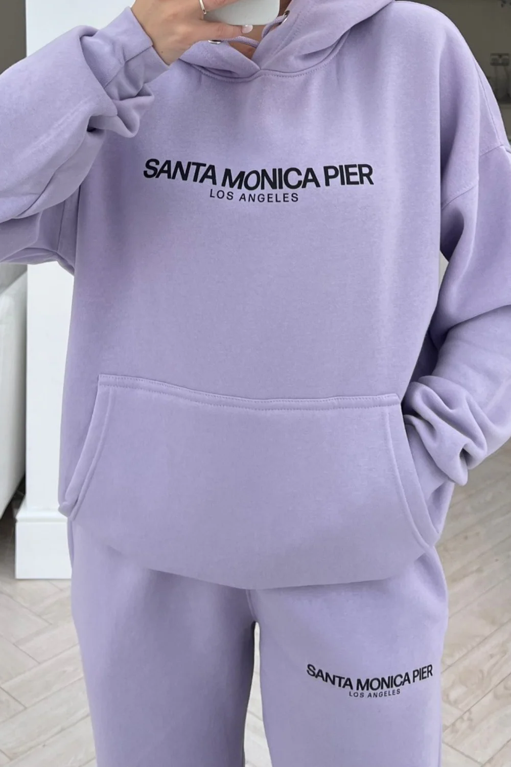 Santa Moncia lilac printed hooded loungewear set - Image 3
