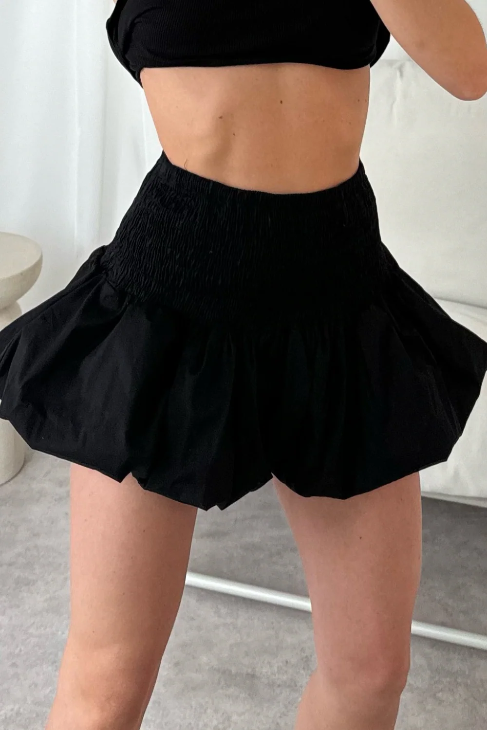 Sasha black smocked puffball balloon skirt - Image 4