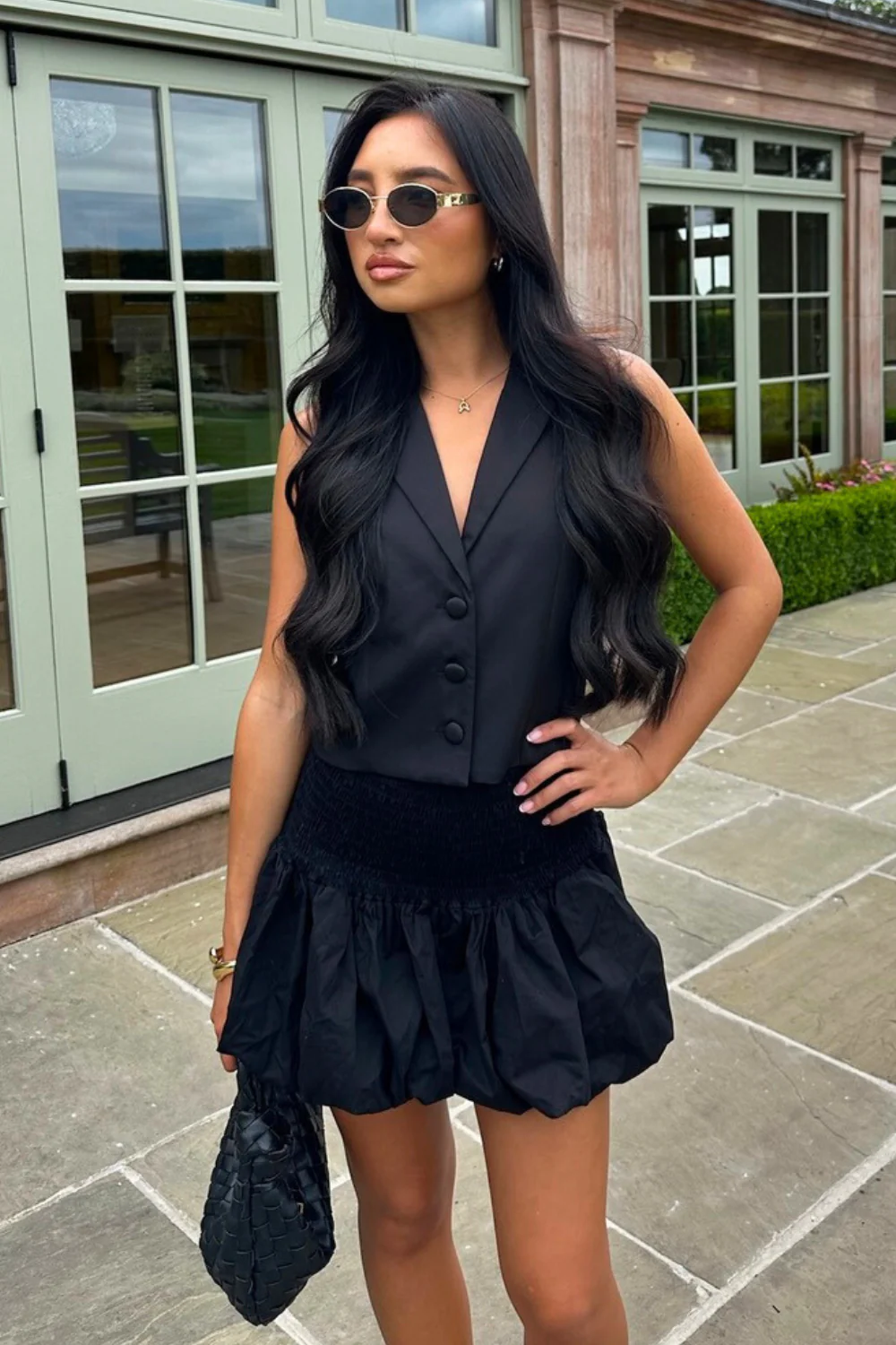 Sasha black smocked puffball balloon skirt - Image 5