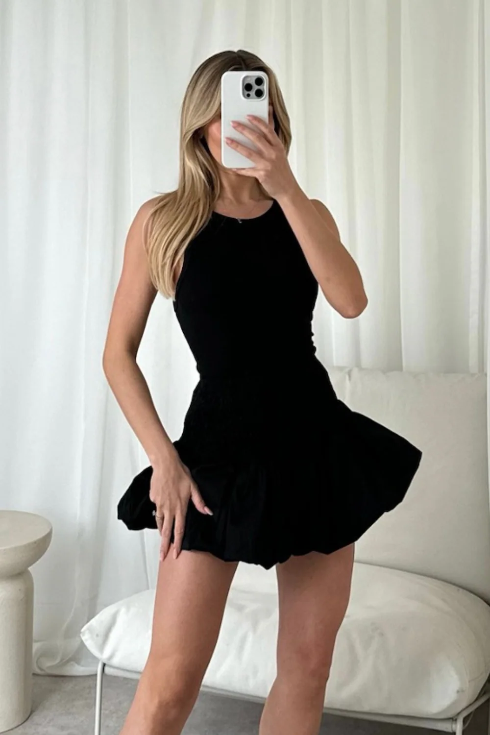 Sasha black smocked puffball balloon skirt - Image 6