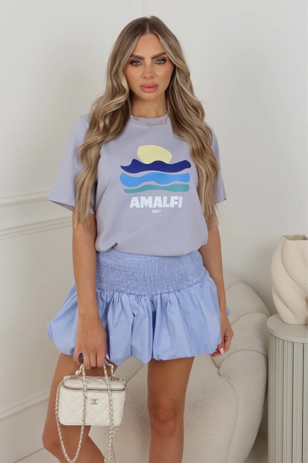 Sasha blue smocked puffball balloon skirt