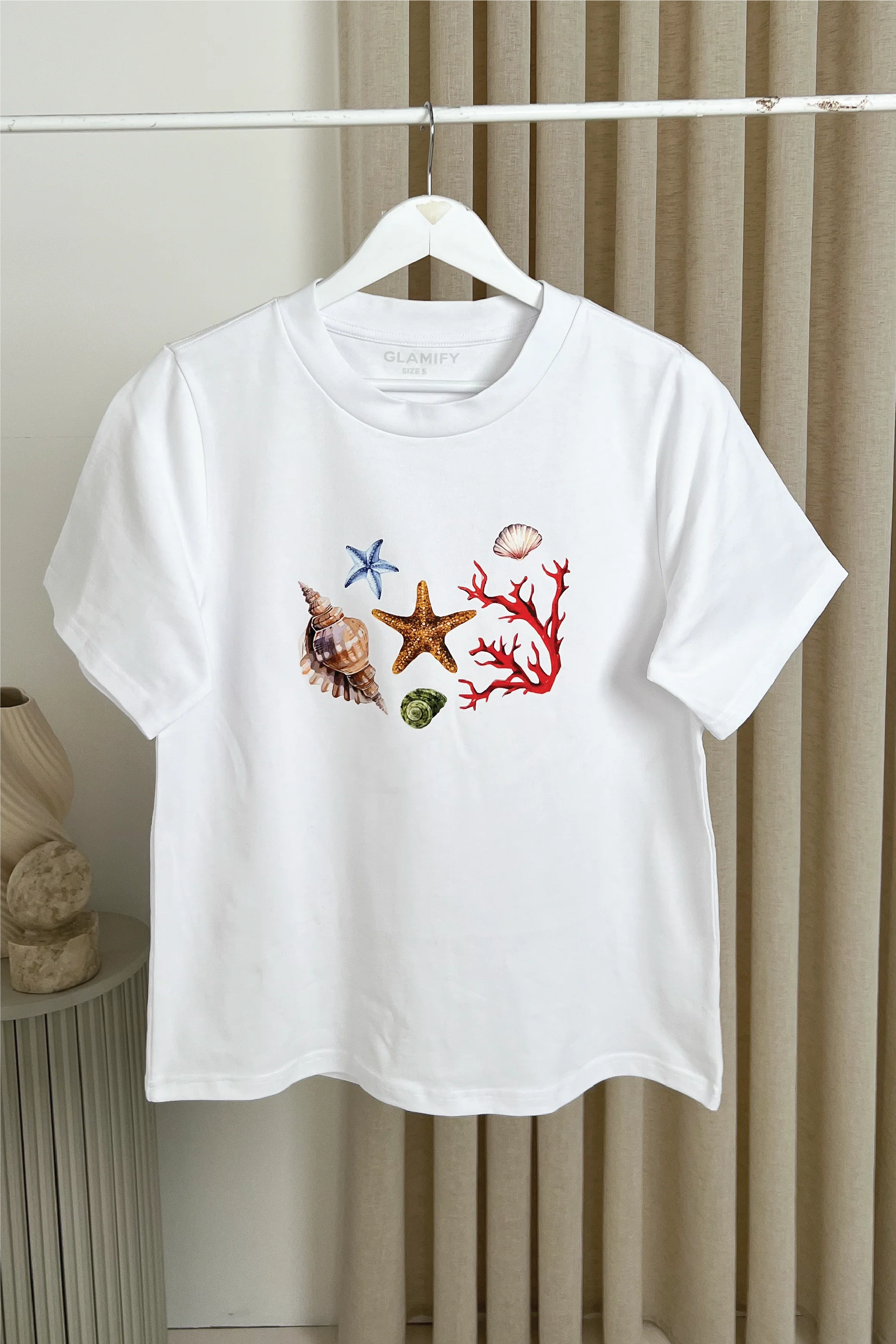 Seashell white heavyweight printed t-shirt - Image 3