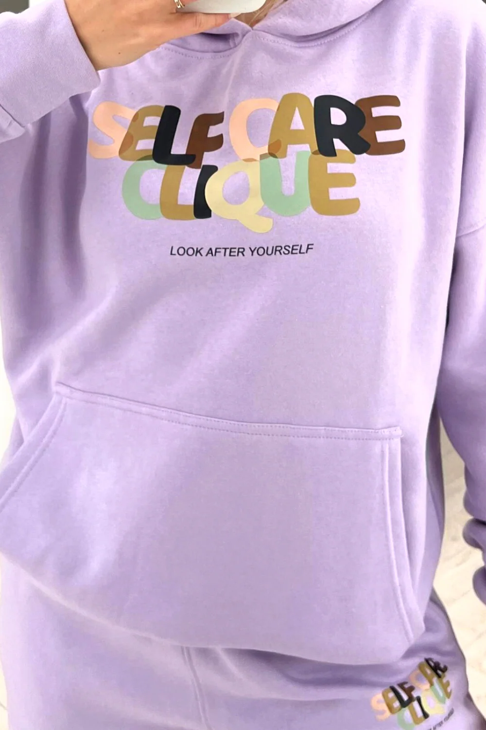 Self care clique lilac hooded loungewear set - Image 2