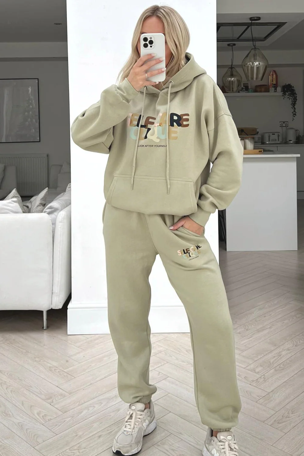 Self care clique sage printed sweater loungewear set - Image 2