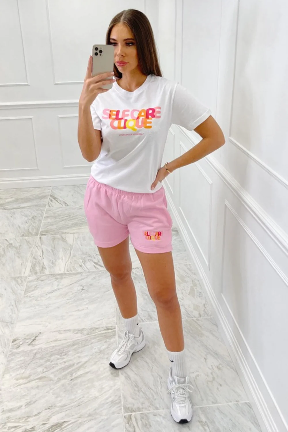 self care clique pink tee short co ord - Image 3