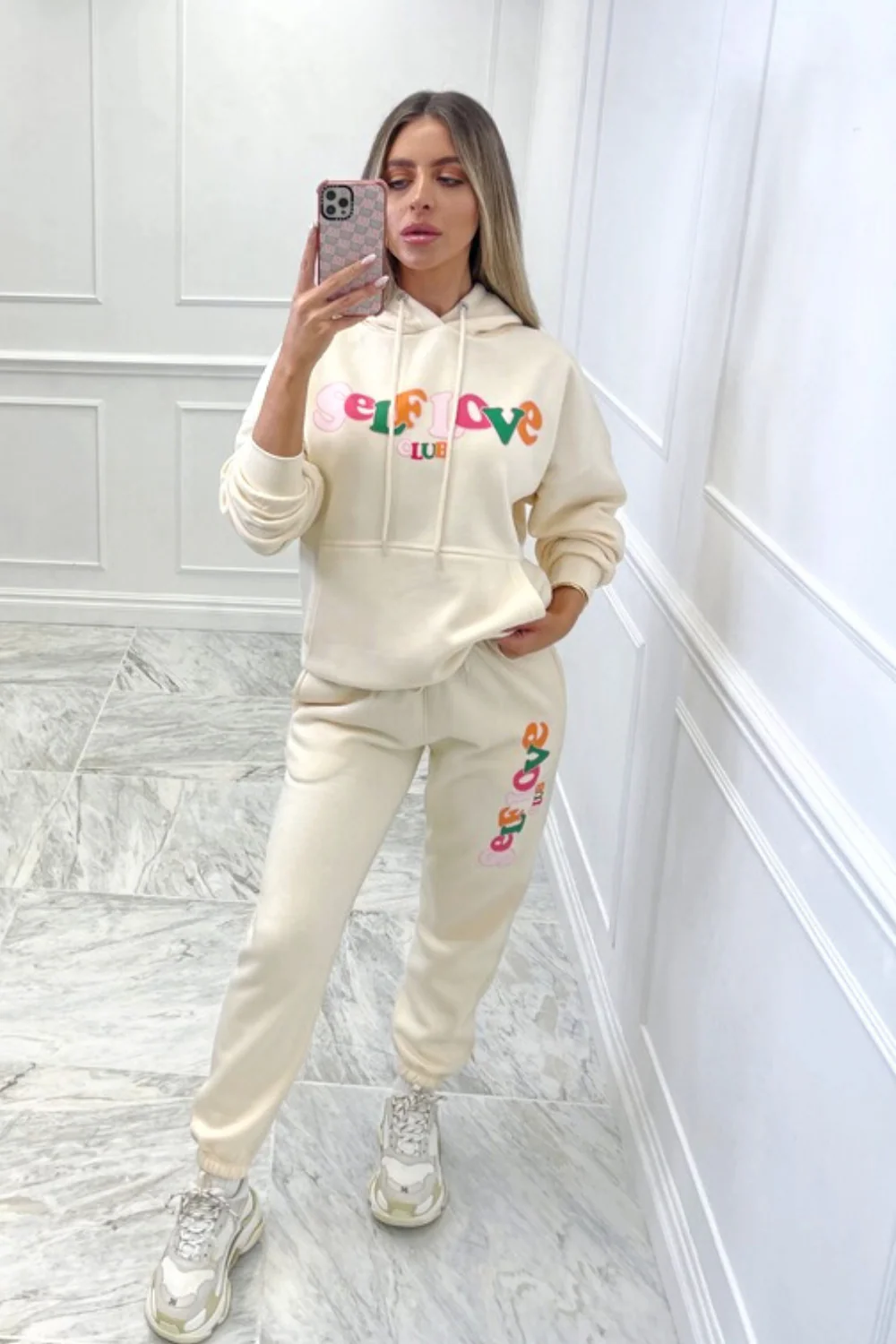 Self love club cream hooded loungewear set - Image 2