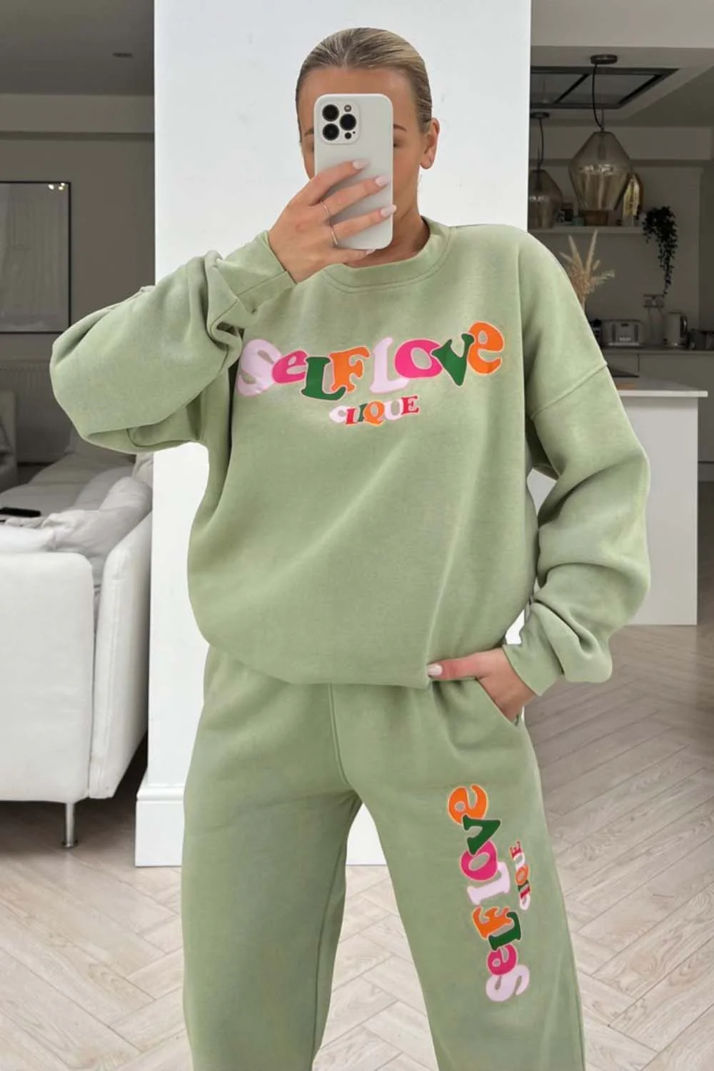 Self love sage printed sweater loungewear set - Image 2