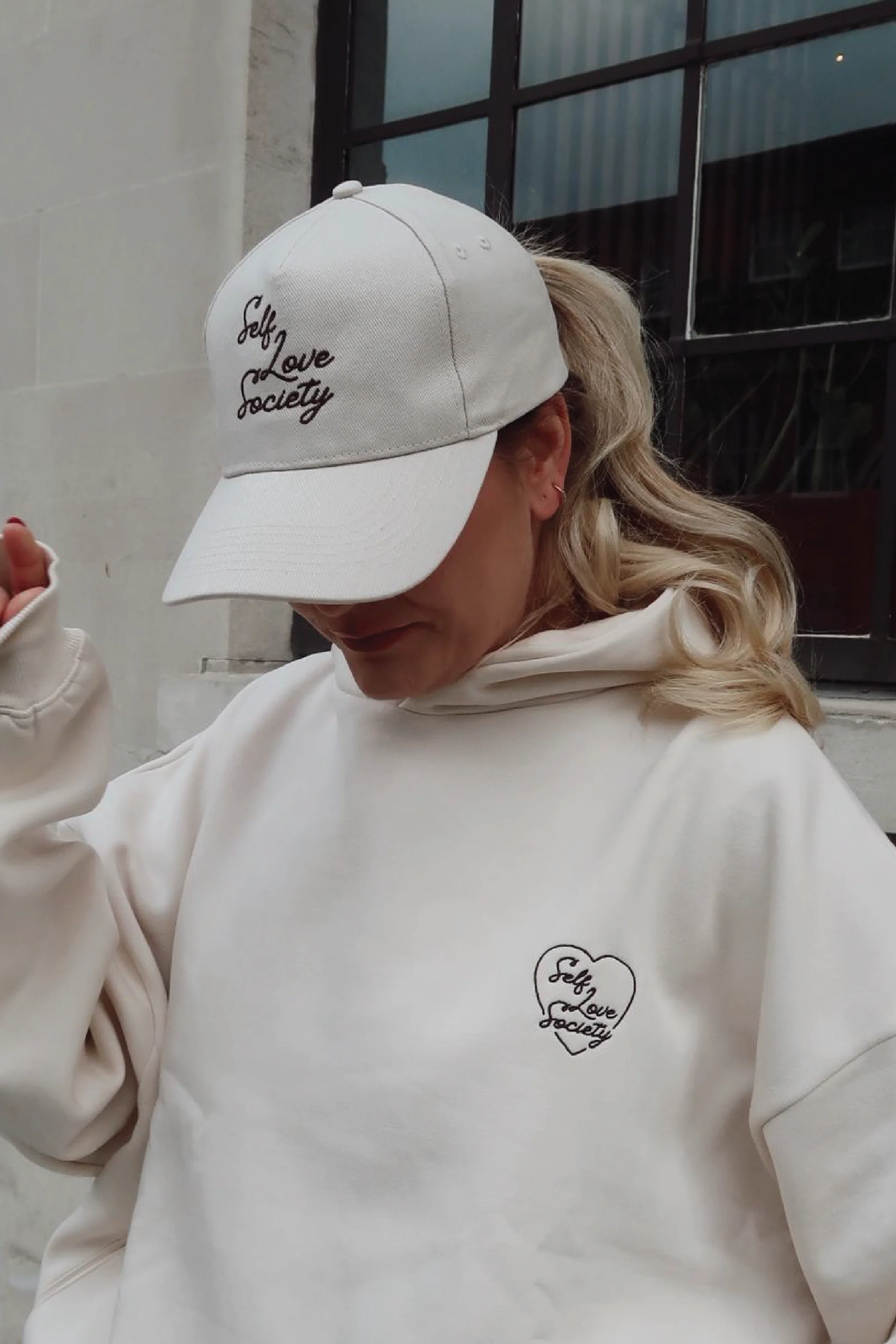 SELF LOVE SOCIETY CREAM & CHOCOLATE EMBROIDERED CAP
