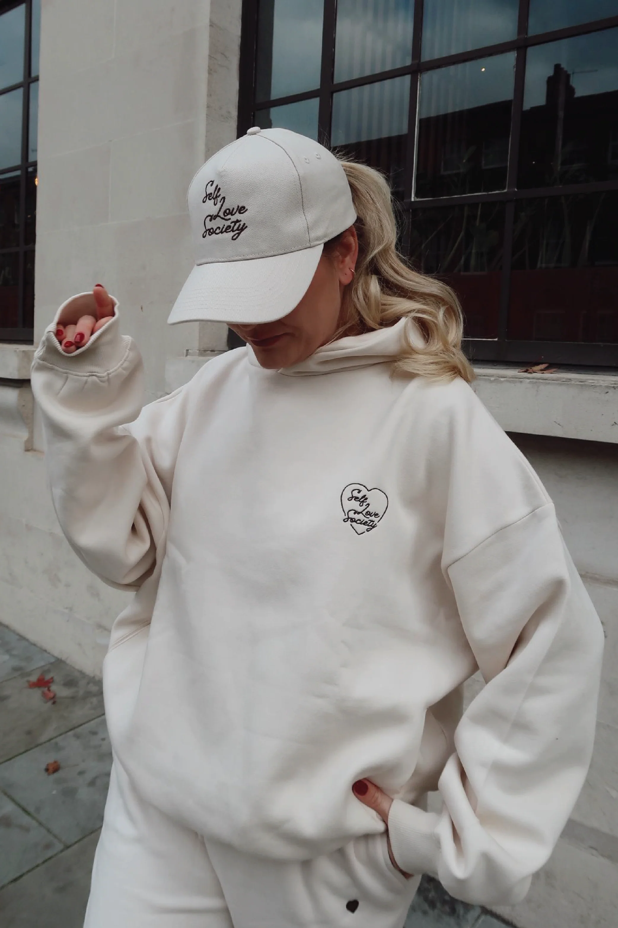 SELF LOVE SOCIETY CREAM & CHOCOLATE EMBROIDERED CAP - Image 2