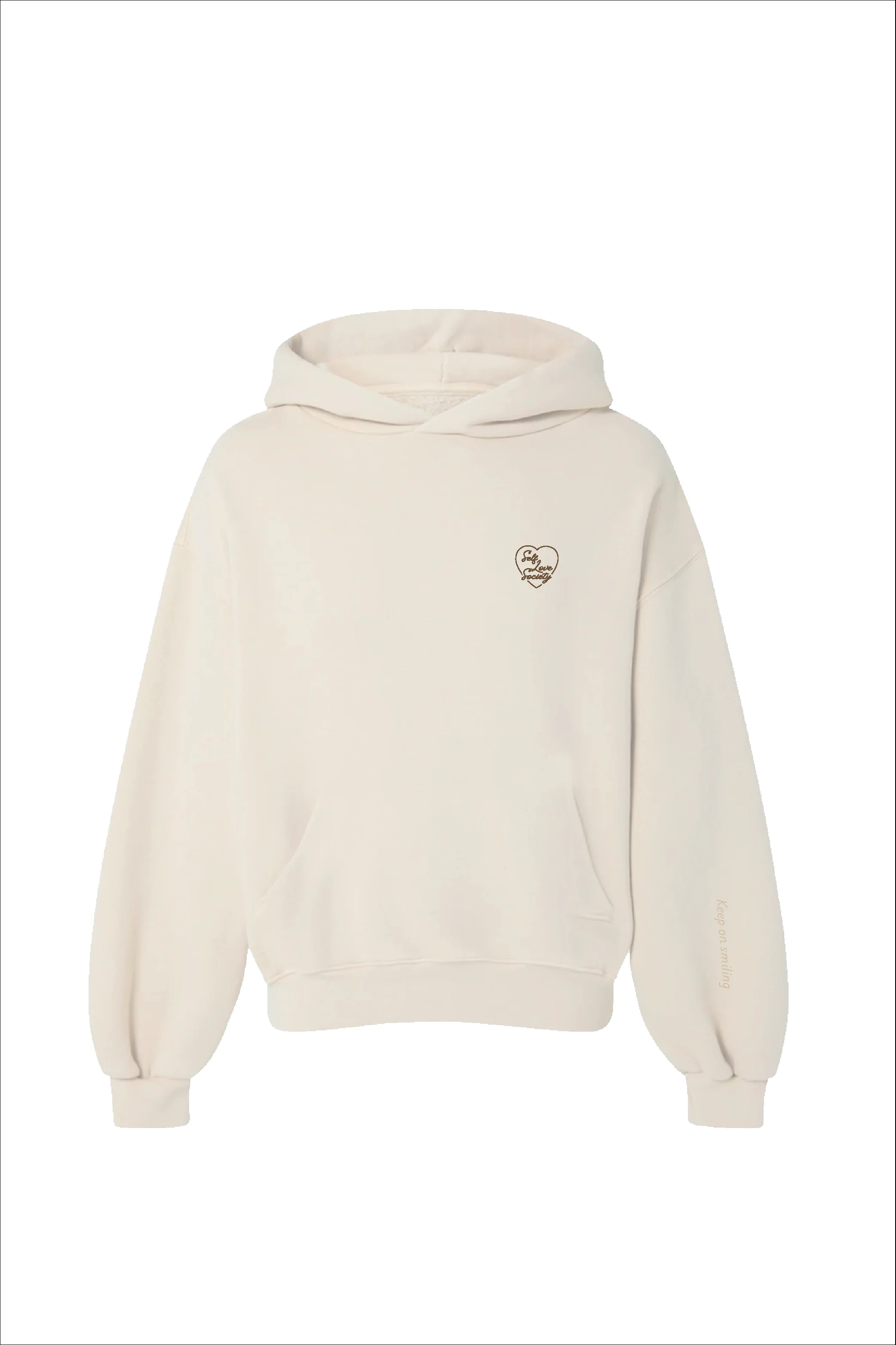 SELF LOVE SOCIETY HEART IVORY & CHOCOLATE EMBROIDERED HOODIE - Image 3