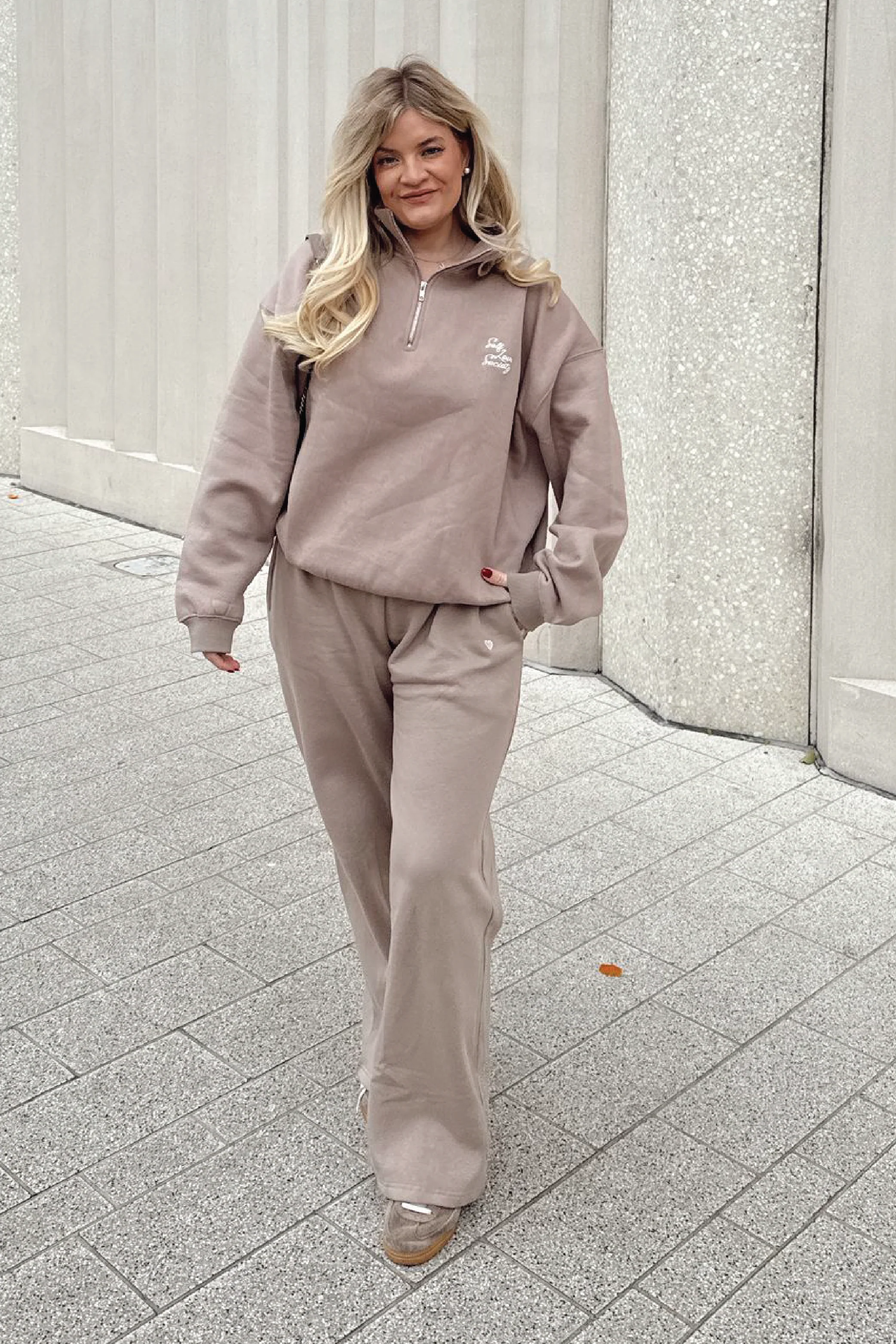 SELF LOVE SOCIETY HEART MOCHA & CREAM EMBROIDERED STRAIGHT LEG JOGGER - Image 2