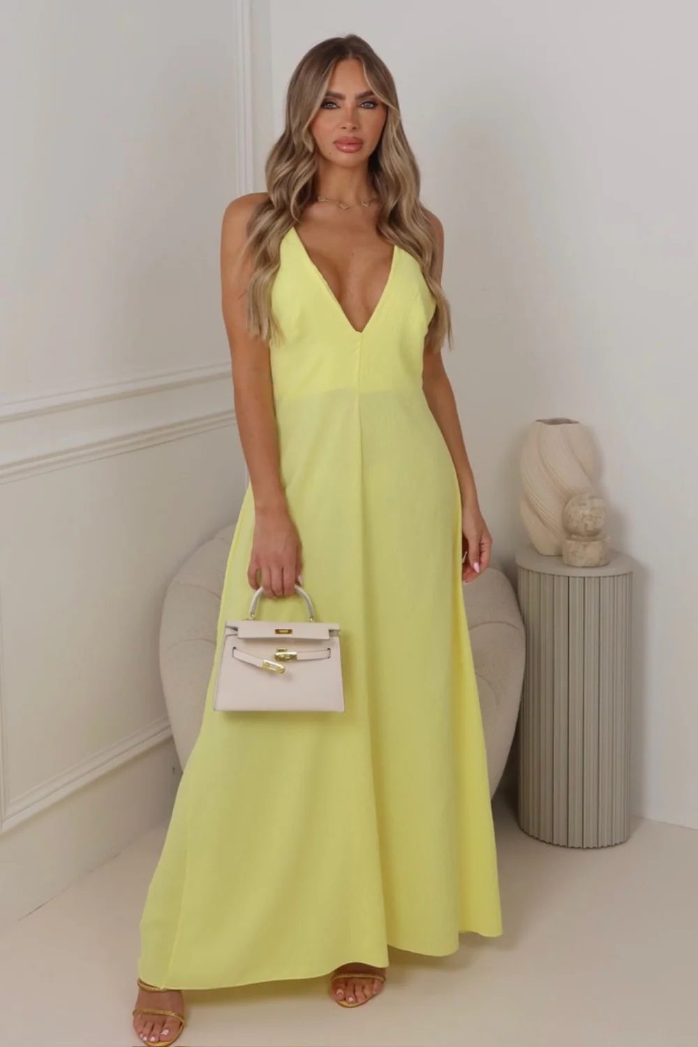 Selina yellow strappy maxi dress - Image 2