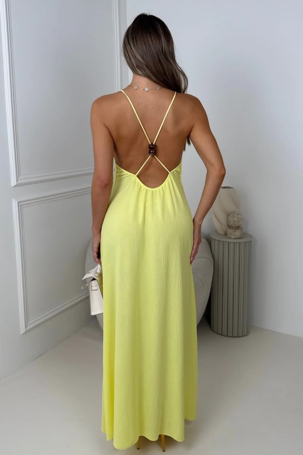 Selina yellow strappy maxi dress - Image 3