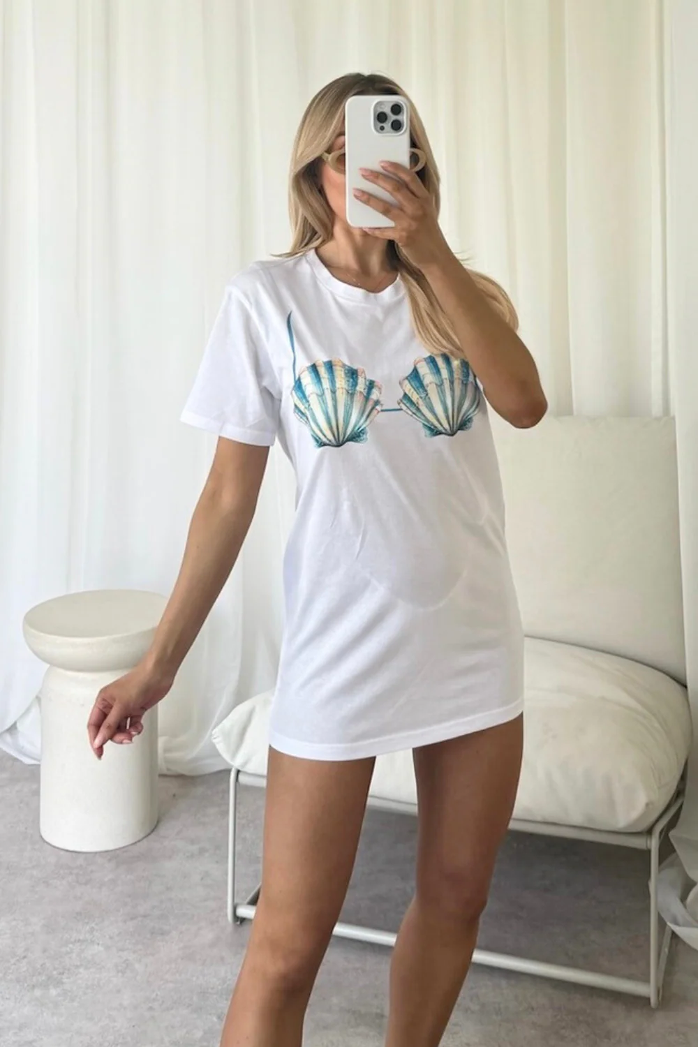 Shell bra white printed t-shirt - Image 3