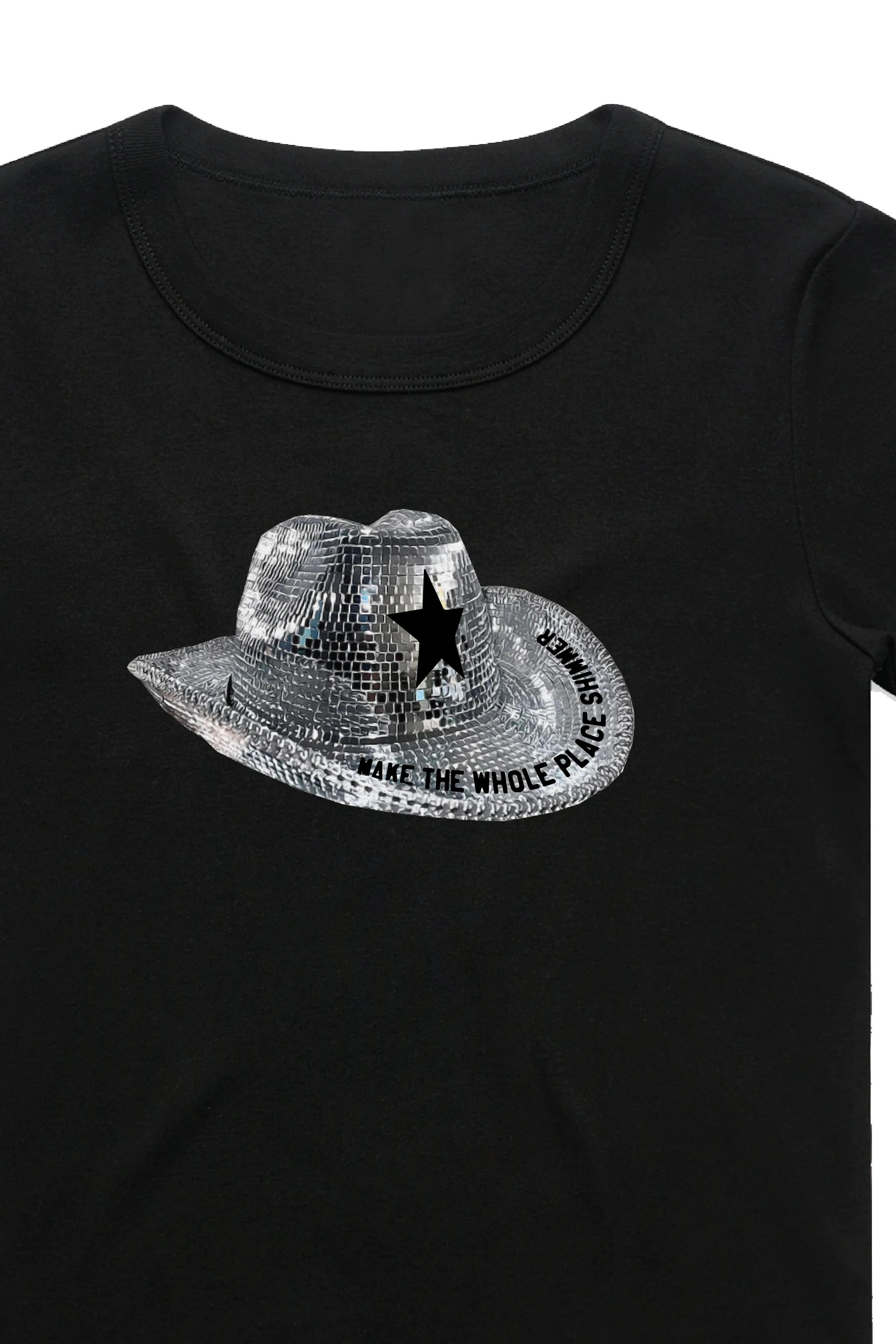 Shimmer black print Eras baby tee - Image 3