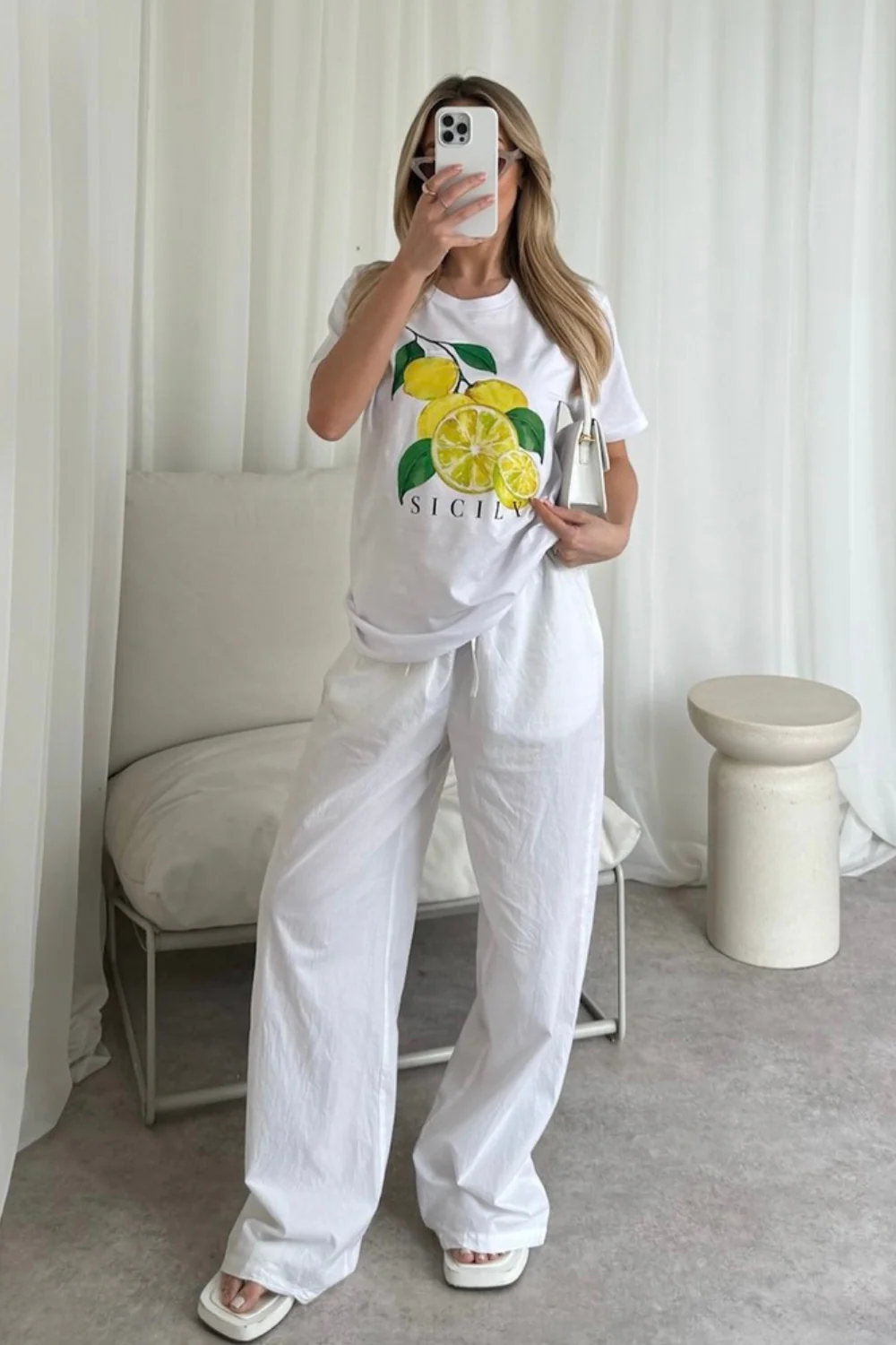 Sicily lemons white Printed T-shirt - Image 3
